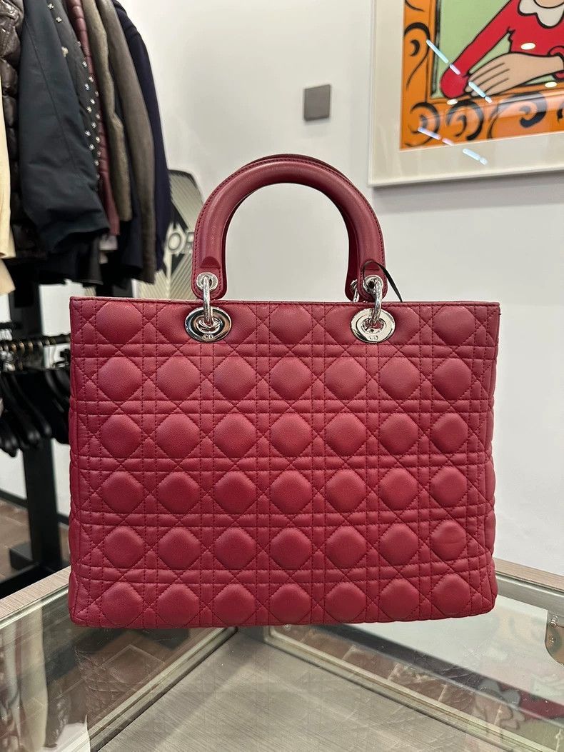 Dior Lady Dior Red Lambskin Handbag 33cm-2506 Size ONE SIZE - 2 Thumbnail