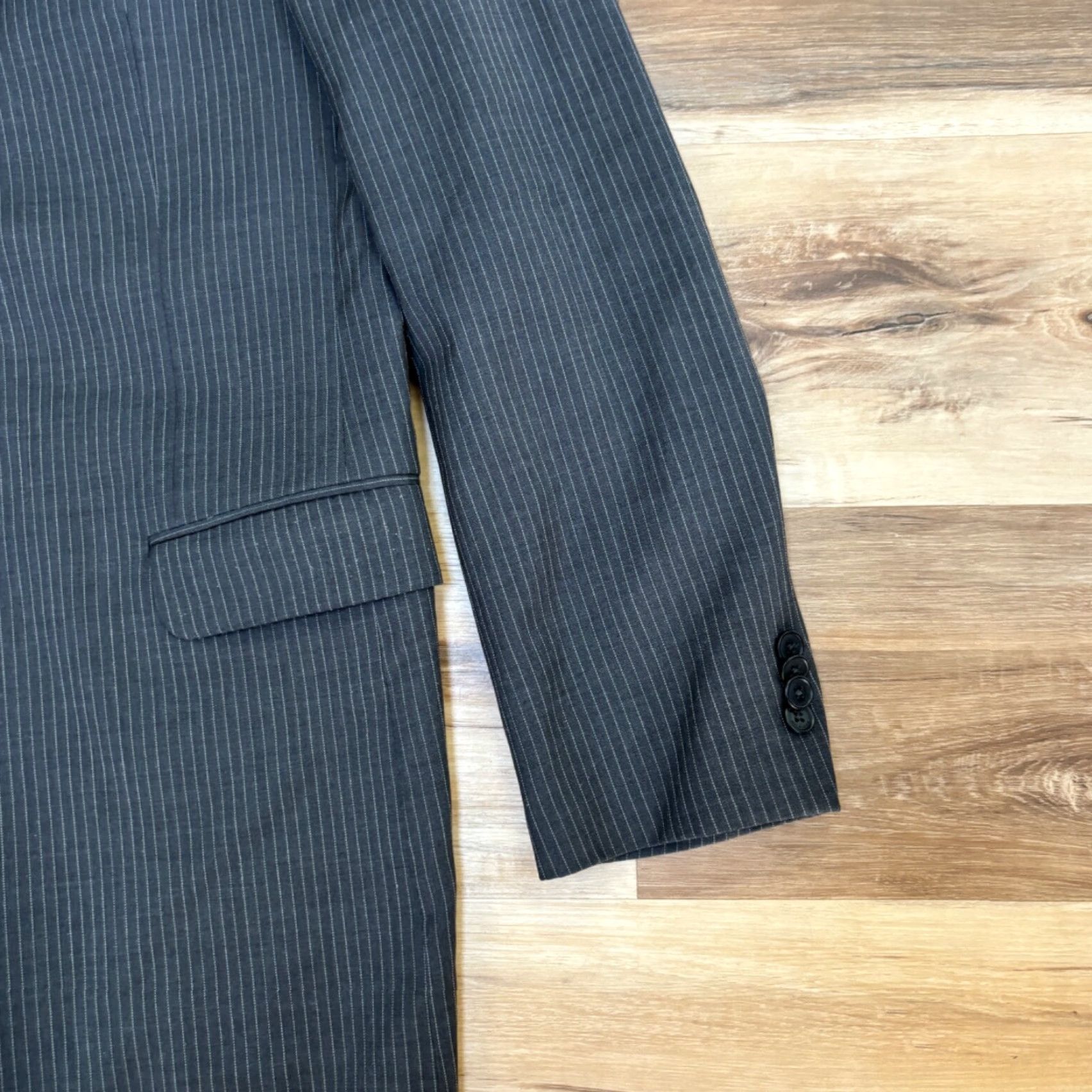 Tommy Hilfiger Tommy Hilfiger Blazer Mens 40L Gray Stripe Wool 2-Button Notch Lapel Single-Breasted 100% Wool Adult Regular Coat Size 40R - 6 Thumbnail