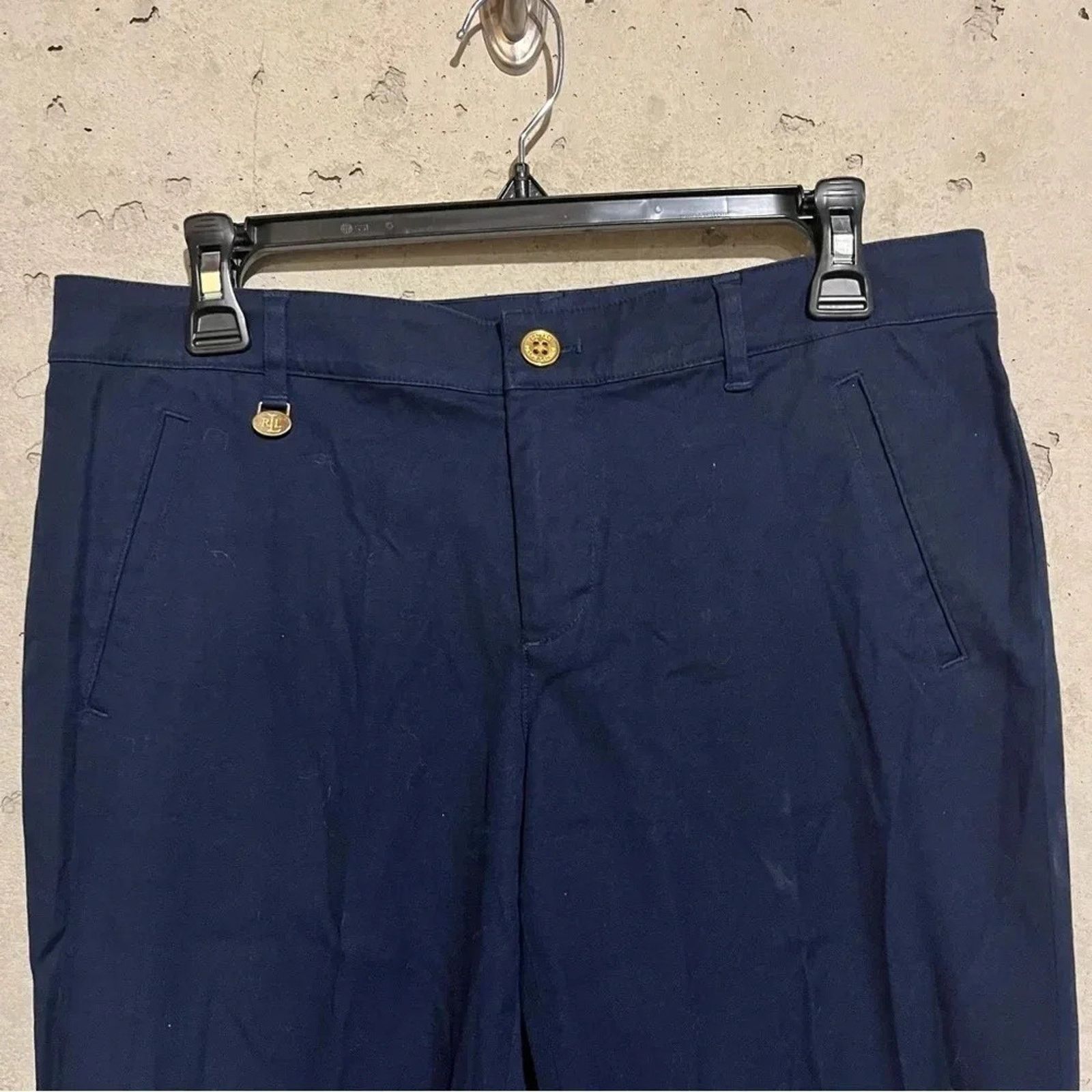 Lauren Ralph Lauren RALPH LAUREN Navy Blue Straight Leg Pants Size 8 Cotton Size 30" / US 8 / IT 44 - 9 Thumbnail
