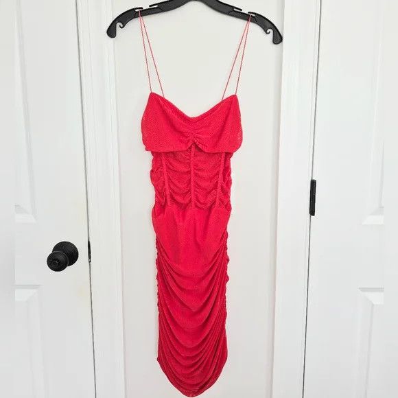 superdown Kambella Ruched Dress Party Sexy Sheer Spaghetti Strap Size S / US 4 / IT 40 - 8 Thumbnail