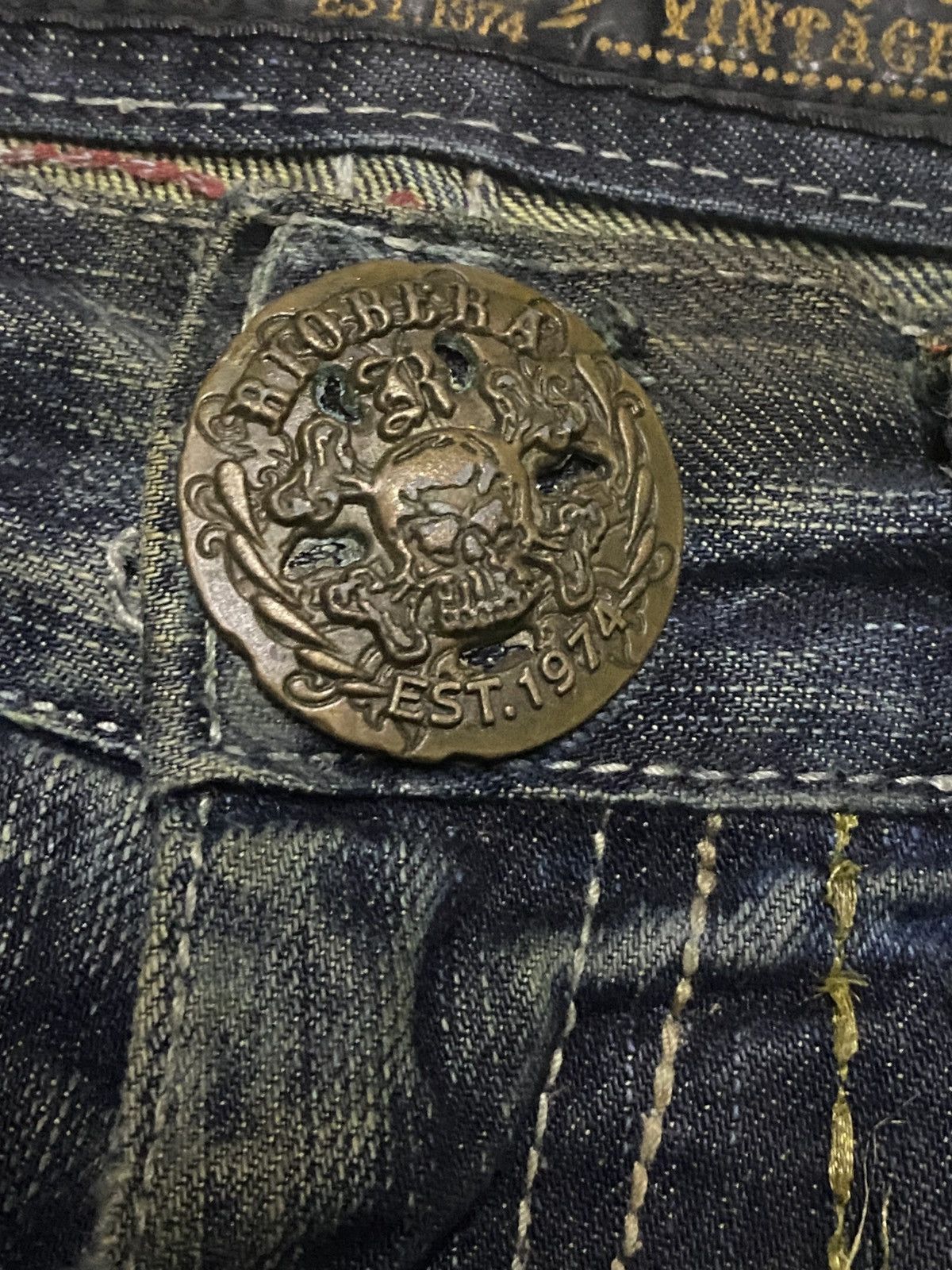 Tornado Mart Japan Brand Riobera Embroidered Karakuri Logo Baggy Jeans Size US 33 - 15 Thumbnail