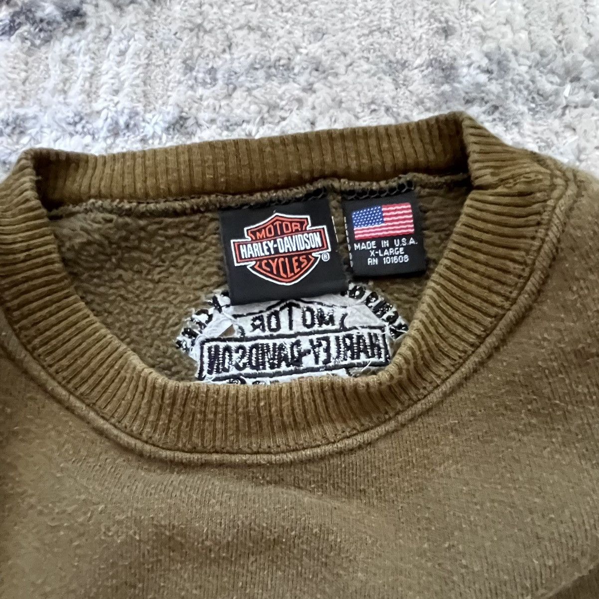 Harley Davidson × Vintage Vintage Brown/Olive Harley Davidson Crewneck Size XL / US 12-14 / IT 48-50 - 4 Thumbnail