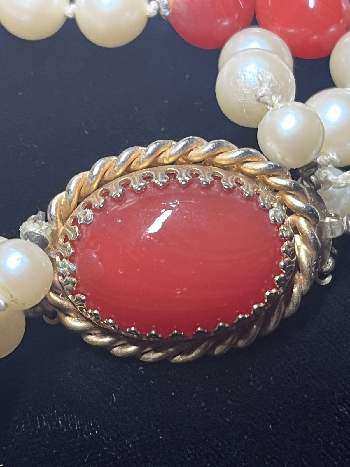 Other Vintage 18" Multi-Strand Pearl & "Carnelian" Glass Necklace Size ONE SIZE - 2 Thumbnail