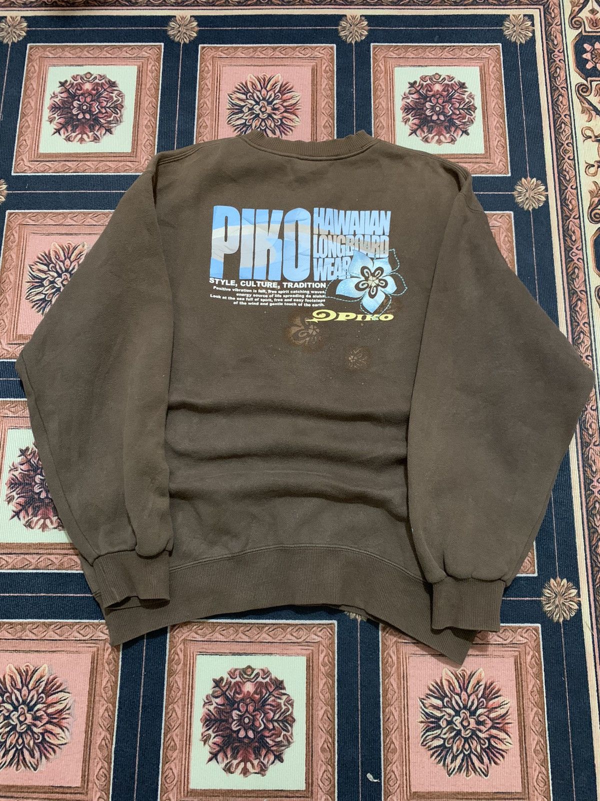 Vintage PIKO HAWAIIAN LONGBOARD WEAR SWEATSHIRT Size US L / EU 52-54 / 3 - 9 Thumbnail