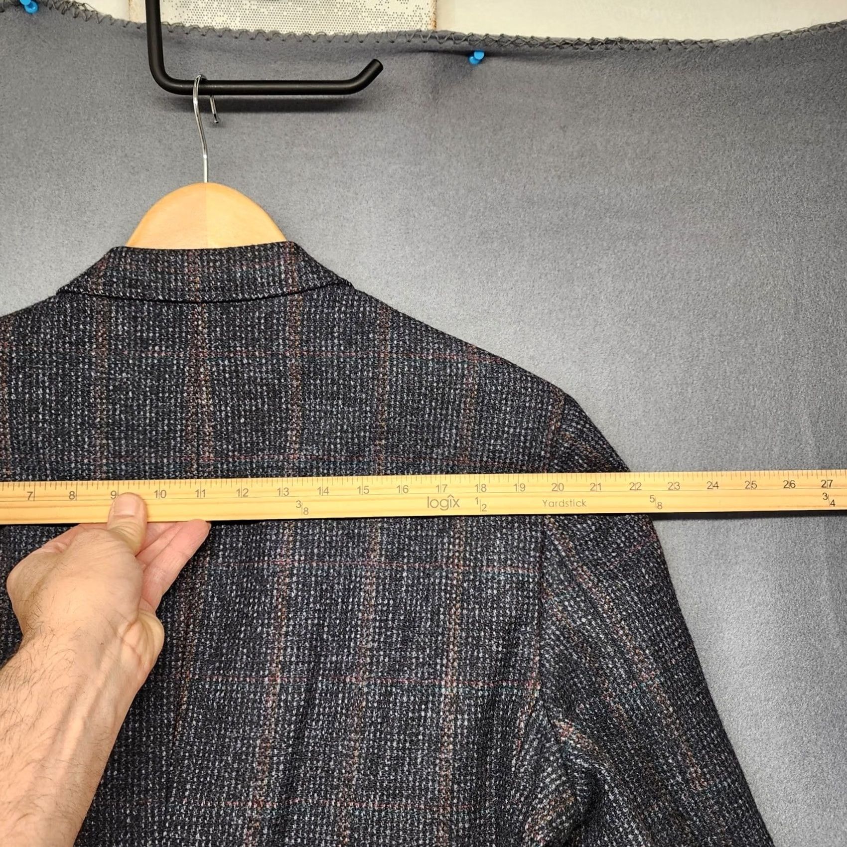 Austin Reed VINTAGE Austin Reed Mens 44R Blue Plaid Sport Coat Jacket Blazer Wool Classic Size 44R - 5 Thumbnail