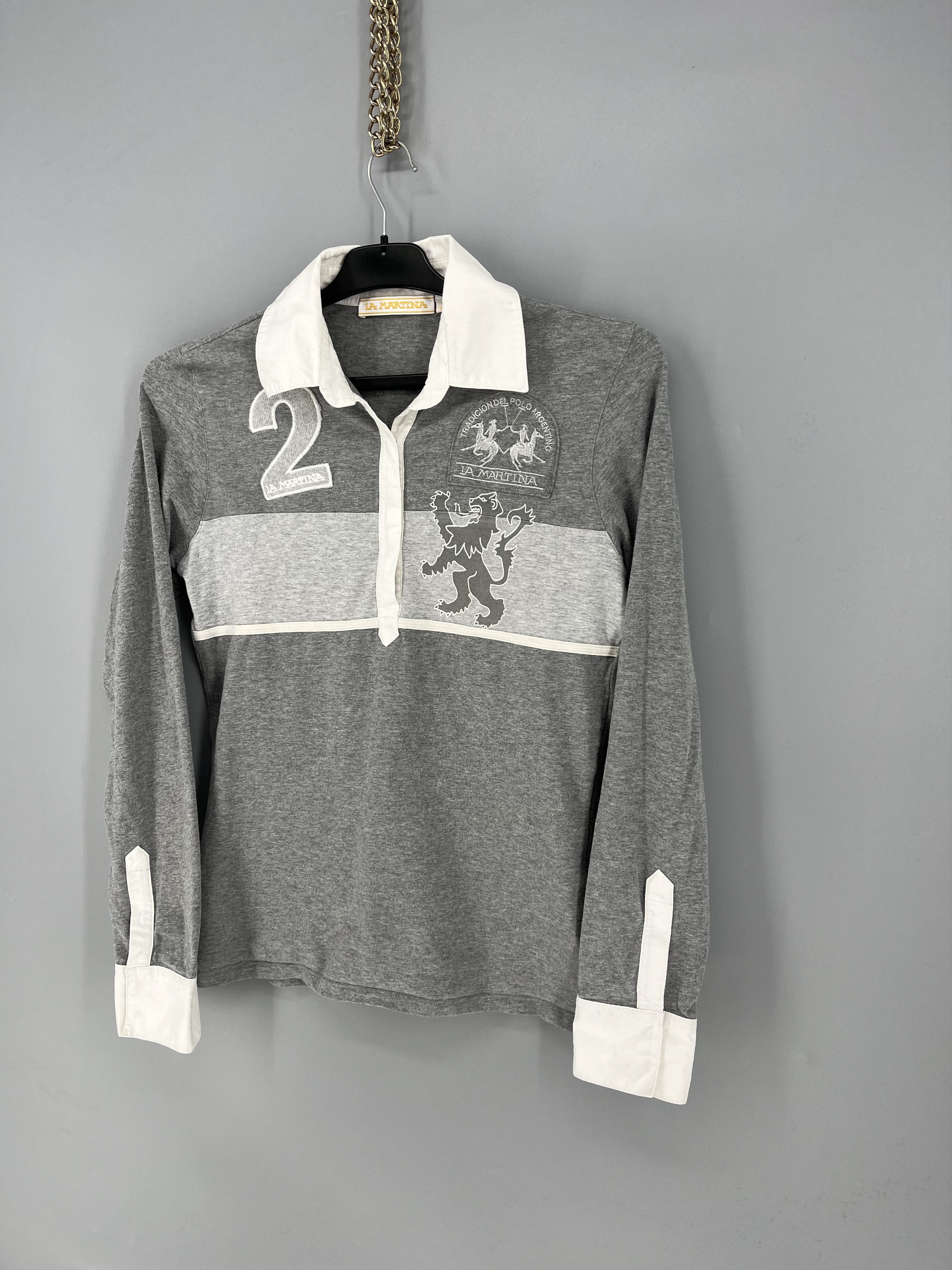 La Martina VTG La Martina Saddlery Gray Long Sleeve Polo Shirt Size M Size M / US 6-8 / IT 42-44 - 3 Thumbnail