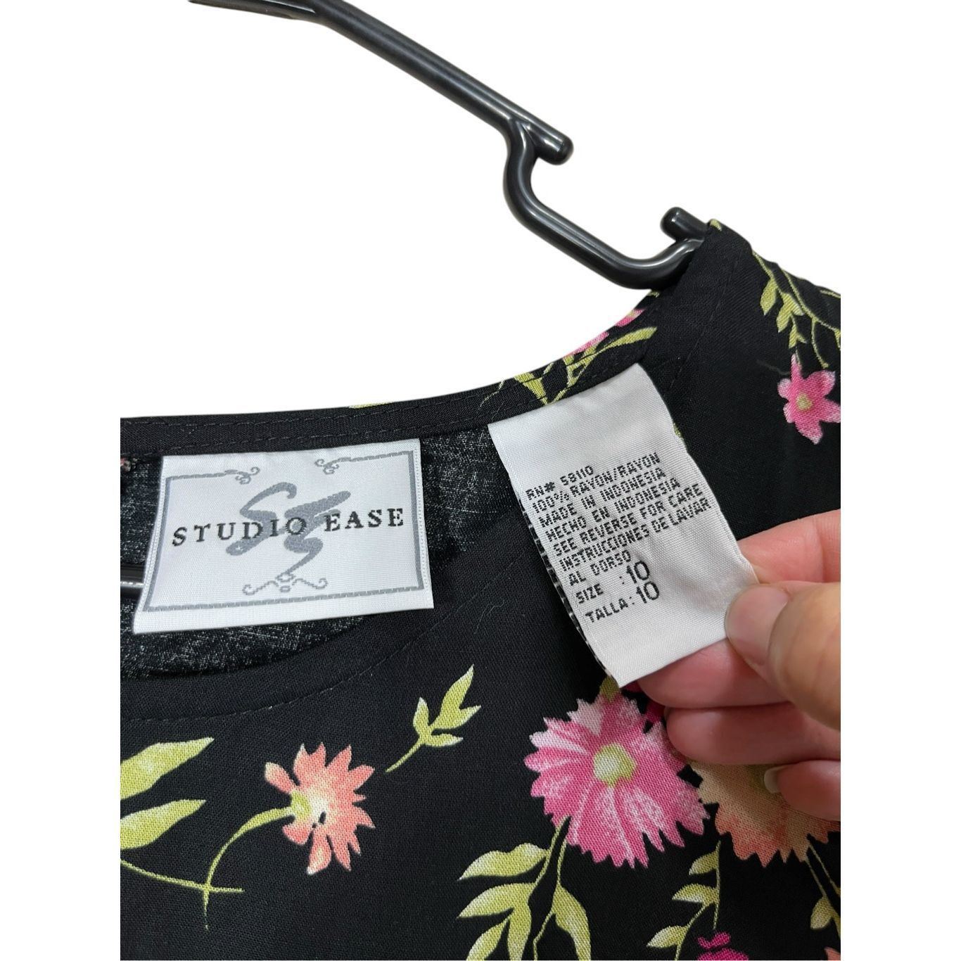 Other Vintage Studio Ease 90s Black Floral Print Maxi Dress Size 10 Size L / US 10 / IT 46 - 4 Thumbnail