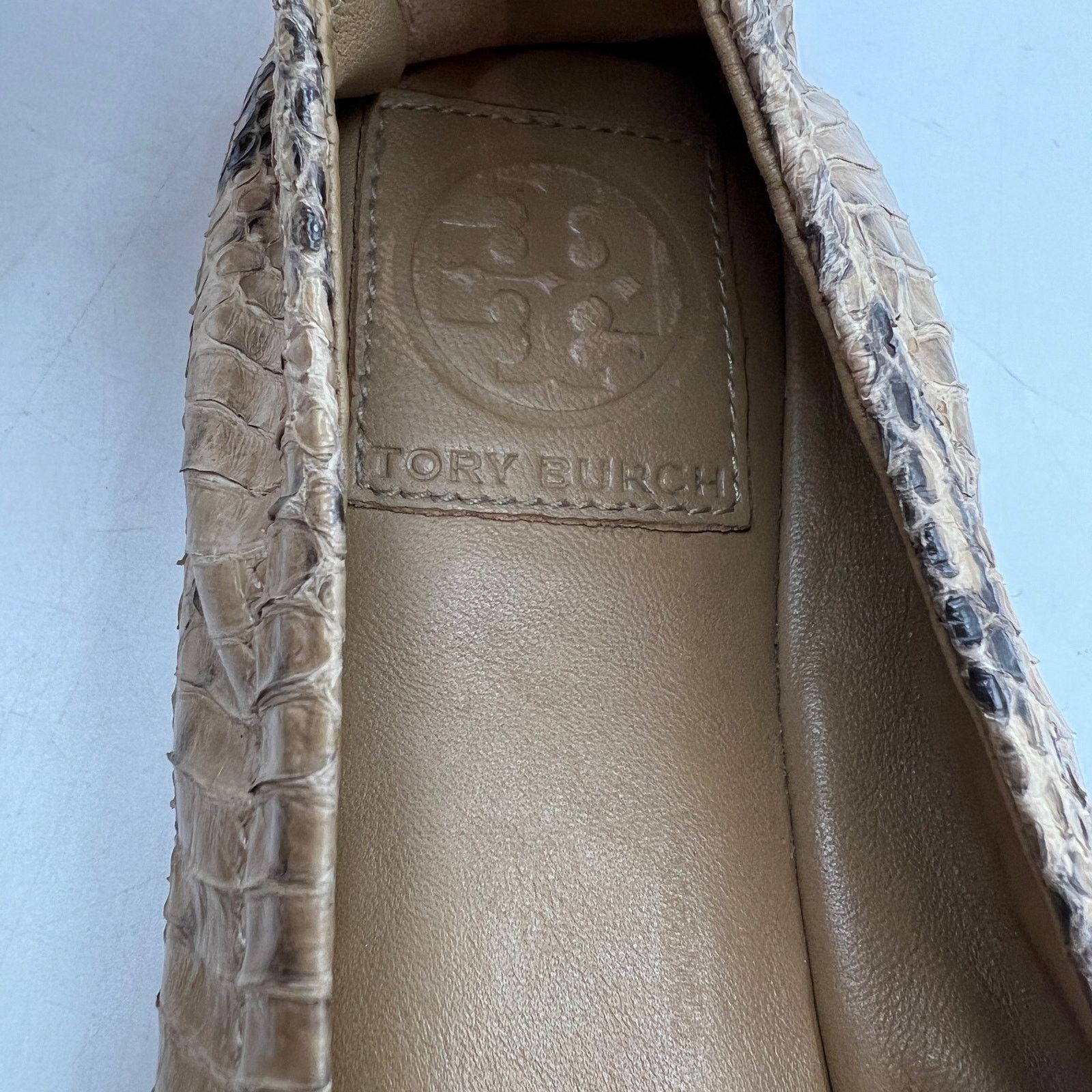 Tory Burch Tory Burch Eddie Python Ballet Flats Clay Snake Leather Size US 9.5 / IT 39.5 - 3 Thumbnail