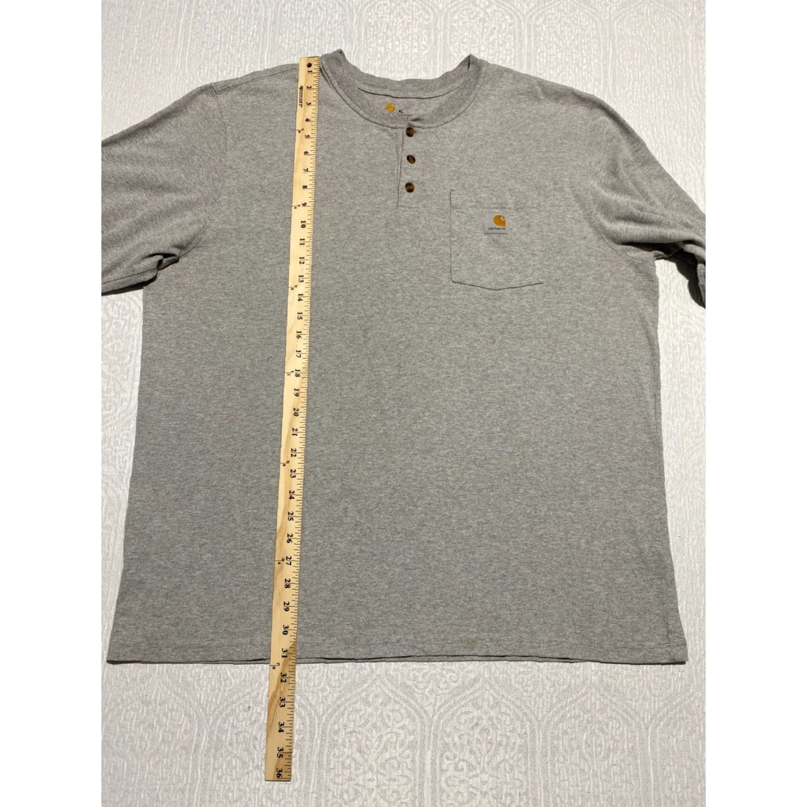 Carhartt VINTAGE Carhartt Shirt Mens XL Gray Loose Fit Heavyweight Long Sleeve Pocket Henley K128 Size US XL / EU 56 / 4 - 6 Thumbnail