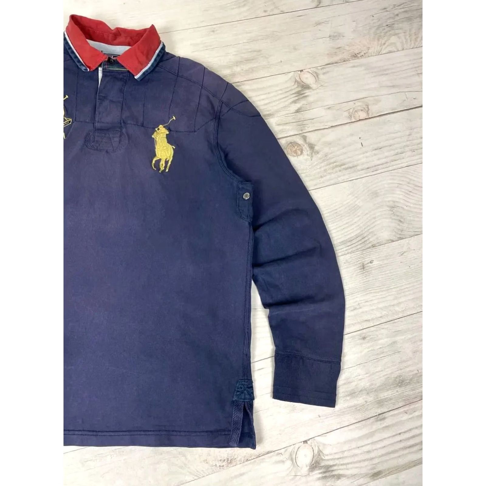 Polo Ralph Lauren VINTAGE Polo Ralph Lauren Polo Big Pony Rugby Shirt L Men Blue Regular Knit Cotton Long Sleeve with Logo Size US L / EU 52-54 / 3 - 5 Thumbnail