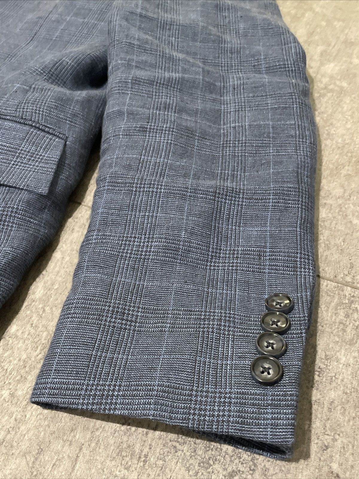J.Crew J Crew Thompson Fit Blue Check Linen Suit Size 38S - 2 Thumbnail