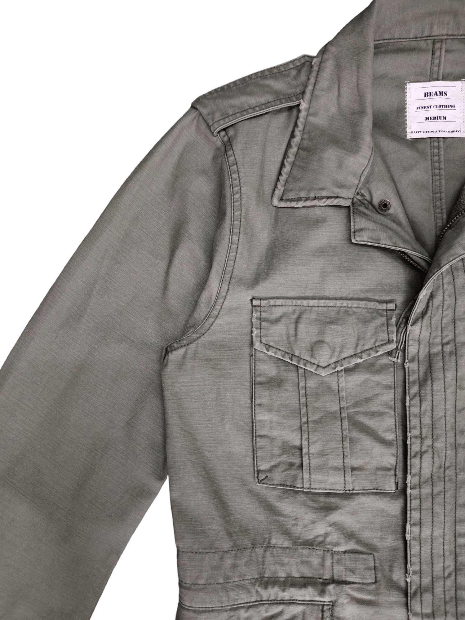 Beams Plus 2000s Beams Studded Pocket Olive Green Military Field Shirt Size US M / EU 48-50 / 2 - 4 Thumbnail