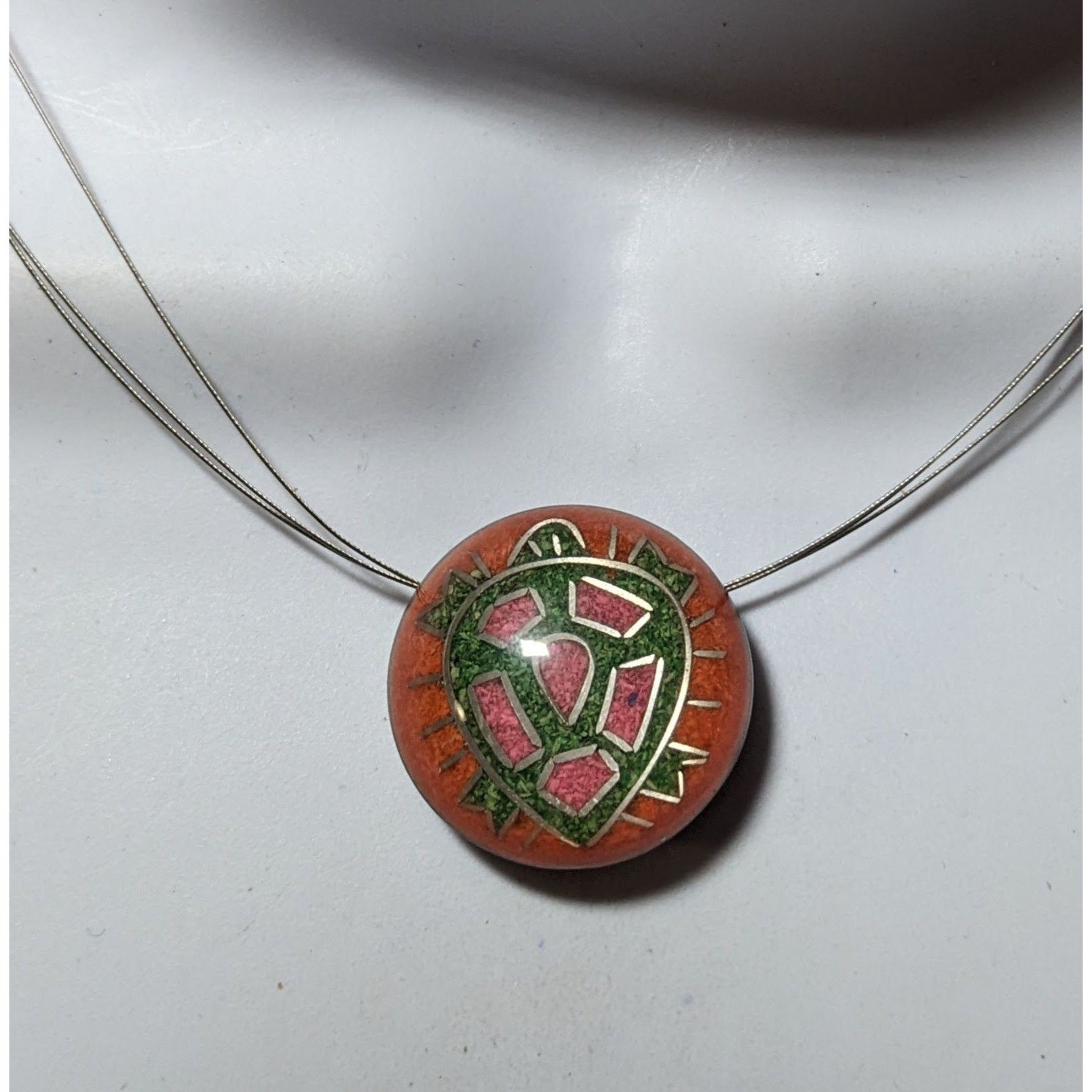 Other Vintage Southwestern Crushed Stone In Resin Turtle Pendant N Size ONE SIZE - 6 Thumbnail