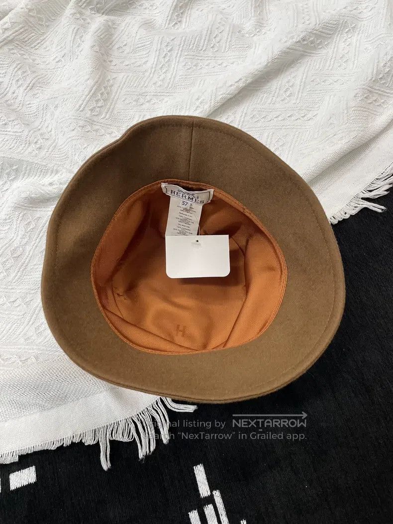 Hermes Hermes size 57 Khaki embroidered cashmere fisherman's hat Size ONE SIZE - 3 Thumbnail
