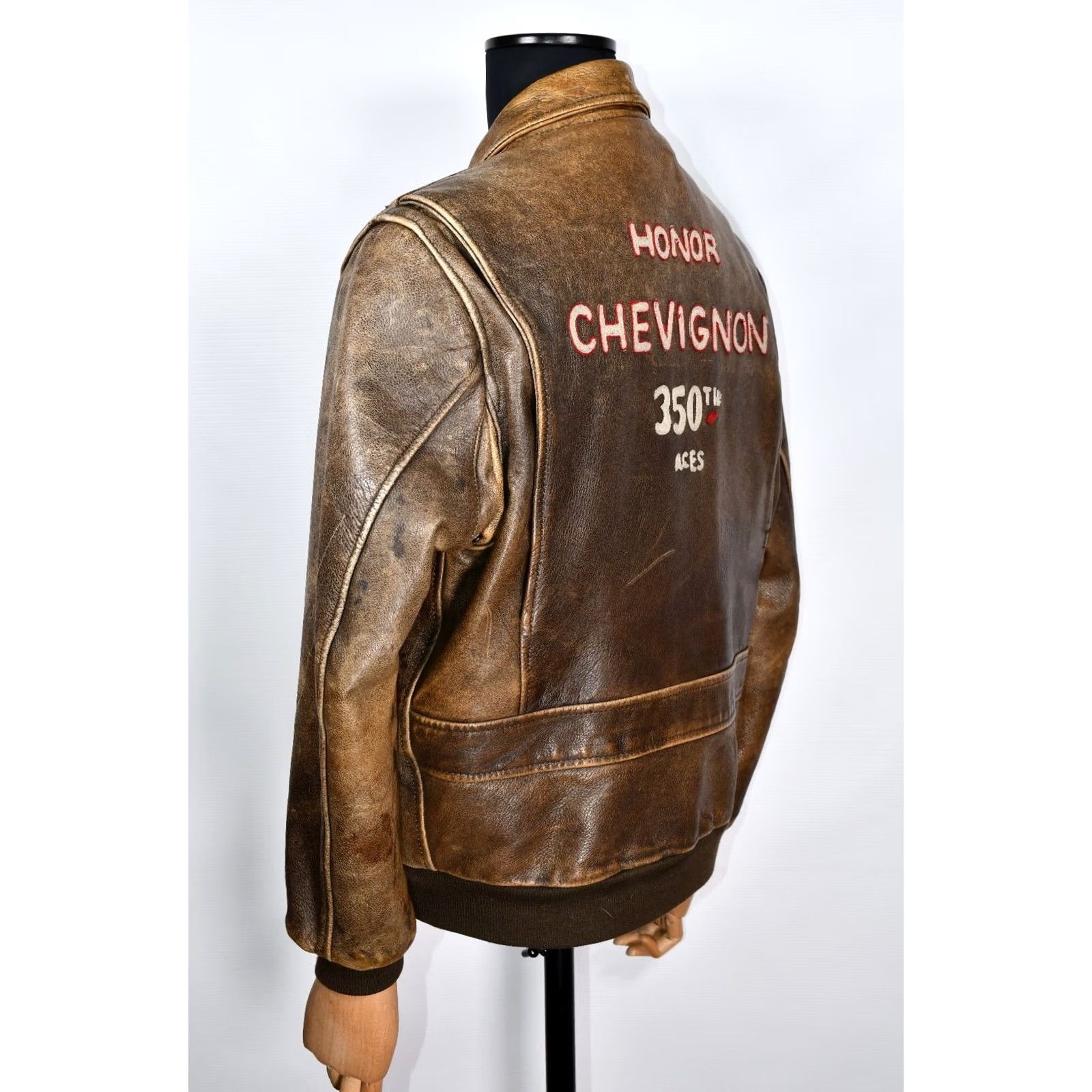 Vintage Chevignon Jacket Bomber Leather Brown L Mens Vintage Flight Shirt Jackethood? Size US L / EU 52-54 / 3 - 2 Thumbnail