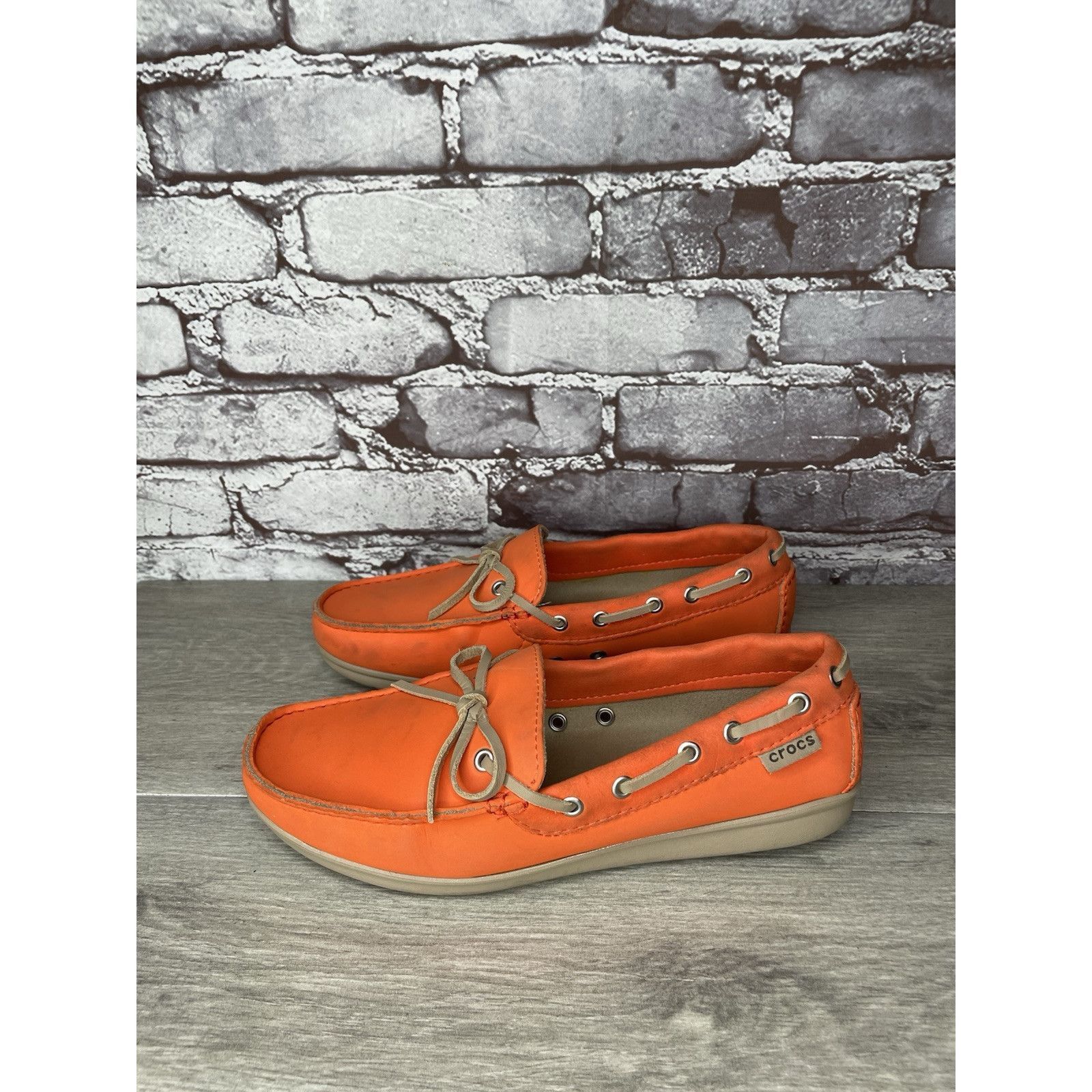 Crocs CROCS Beach Line Orange Synthetic Slip on Boat Loafers Women Size US 8 / IT 38 - 14 Thumbnail