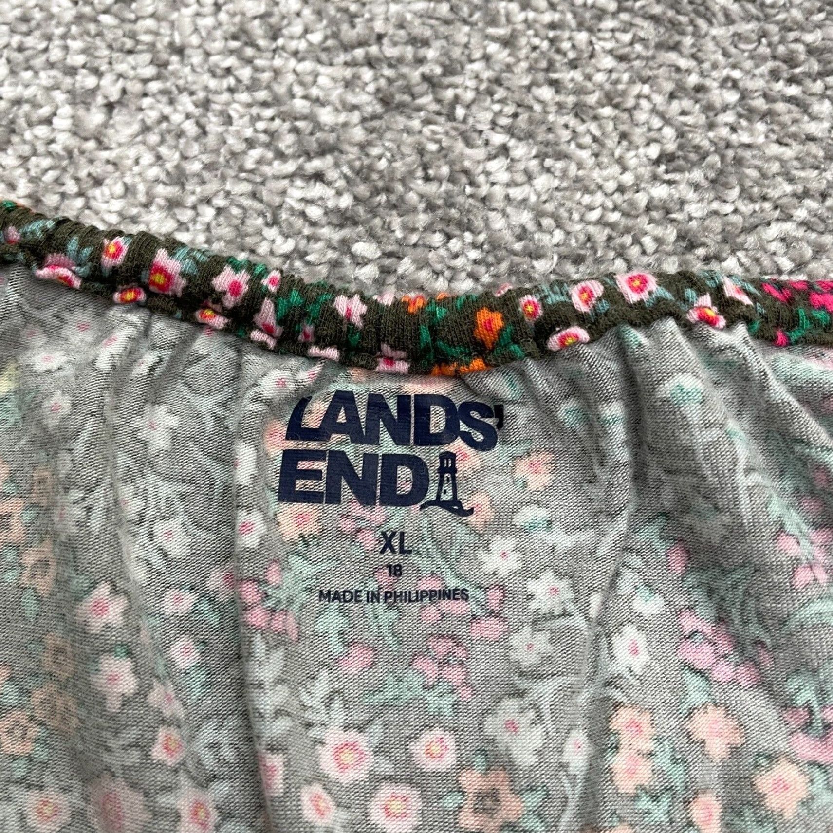 Lands' End Lands' End Floral Blouse Womens XL Multicolor Long Sleeve V-Neck Tie Casual Top Size XL / US 12-14 / IT 48-50 - 4 Thumbnail