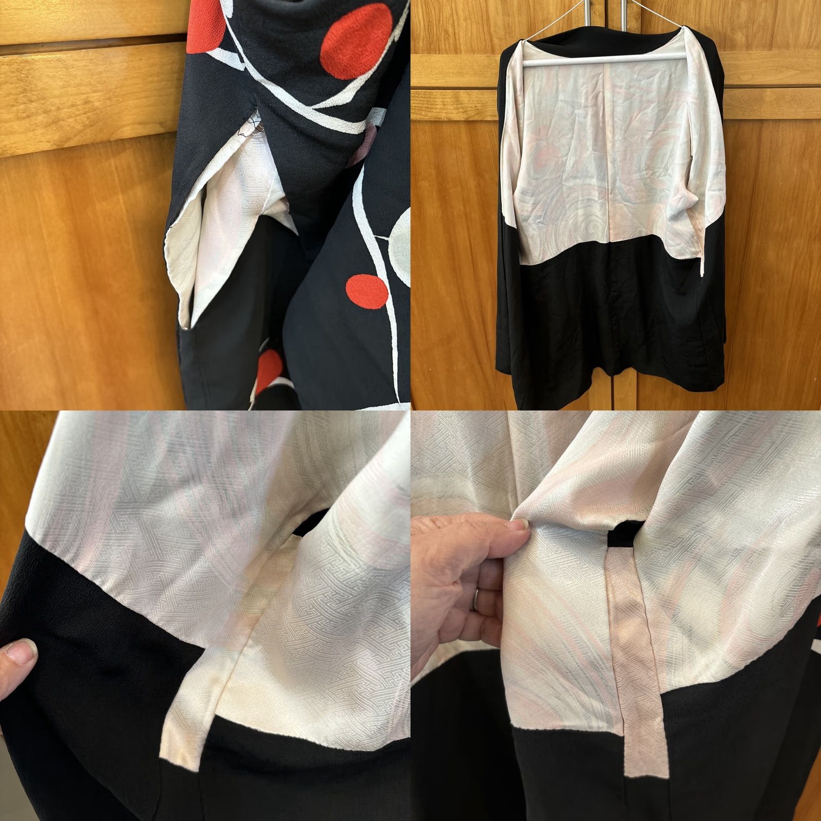 Vintage VINTAGE Japanese style Black kimono jacket XL Lined Silk Floral Reversible Tie Front Short Sleeve Women Size XL / US 12-14 / IT 48-50 - 9 Thumbnail