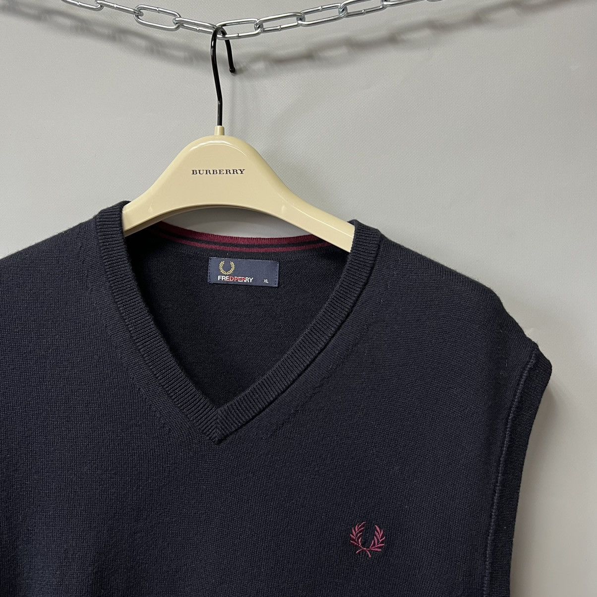 Fred Perry × Vintage Fred Perry Merino Wool Vest y2k men’s navy Size US XL / EU 56 / 4 - 3 Thumbnail