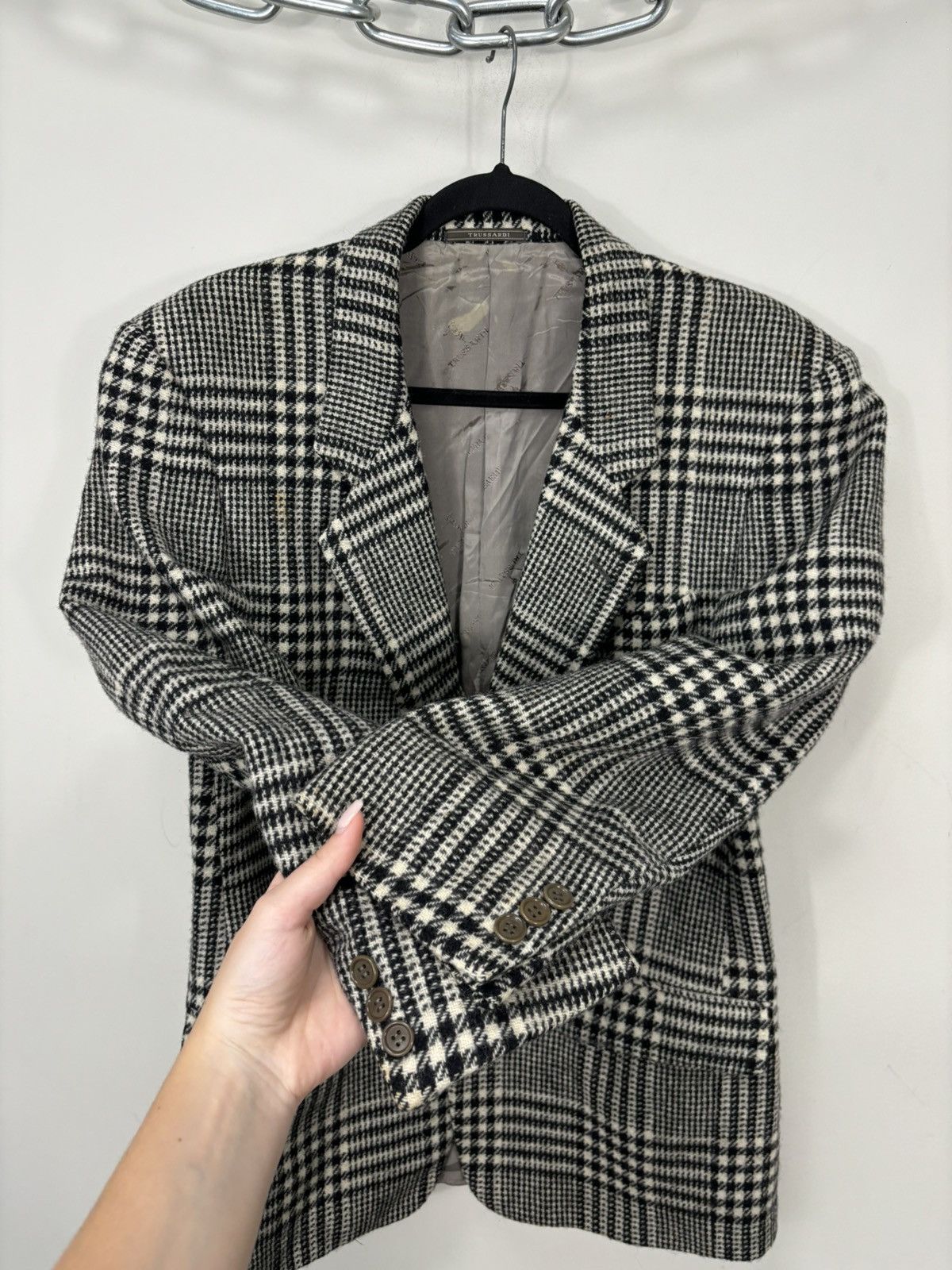 Trussardi Vintage Trussardi Men’s Tartan Check Wool Blazer Jacket Size 42R - 6 Thumbnail