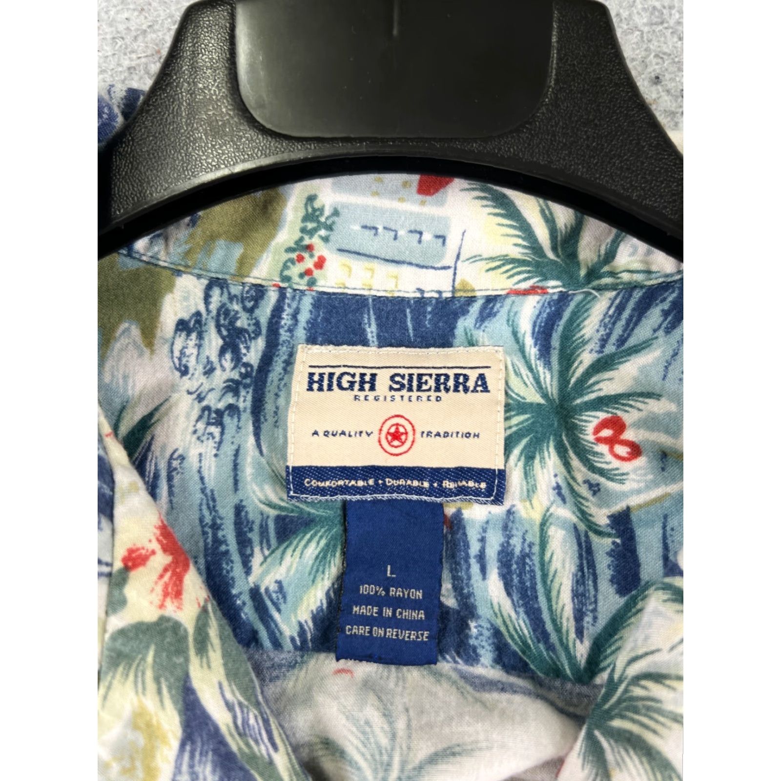 High Sierra High Sierra Shirt Adult Large Blue Floral Palm Ocean Print 100% Rayon Hawaiian Size US L / EU 52-54 / 3 - 7 Thumbnail