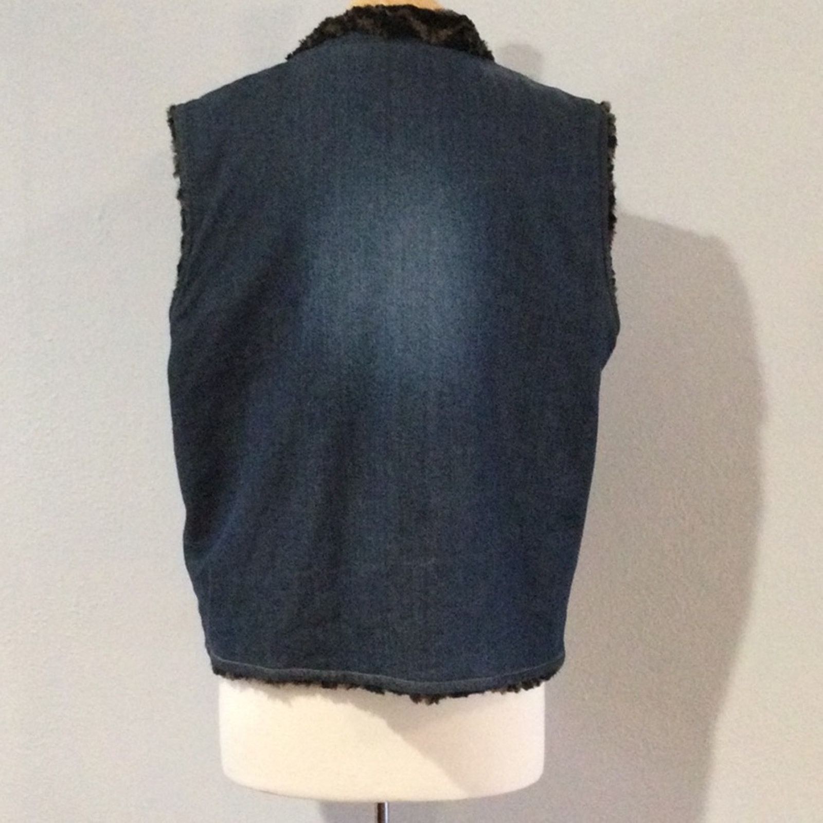 Other Blue Jean & Animal Print Reversible Vest Unknown Measurement Size ONE SIZE - 8 Thumbnail