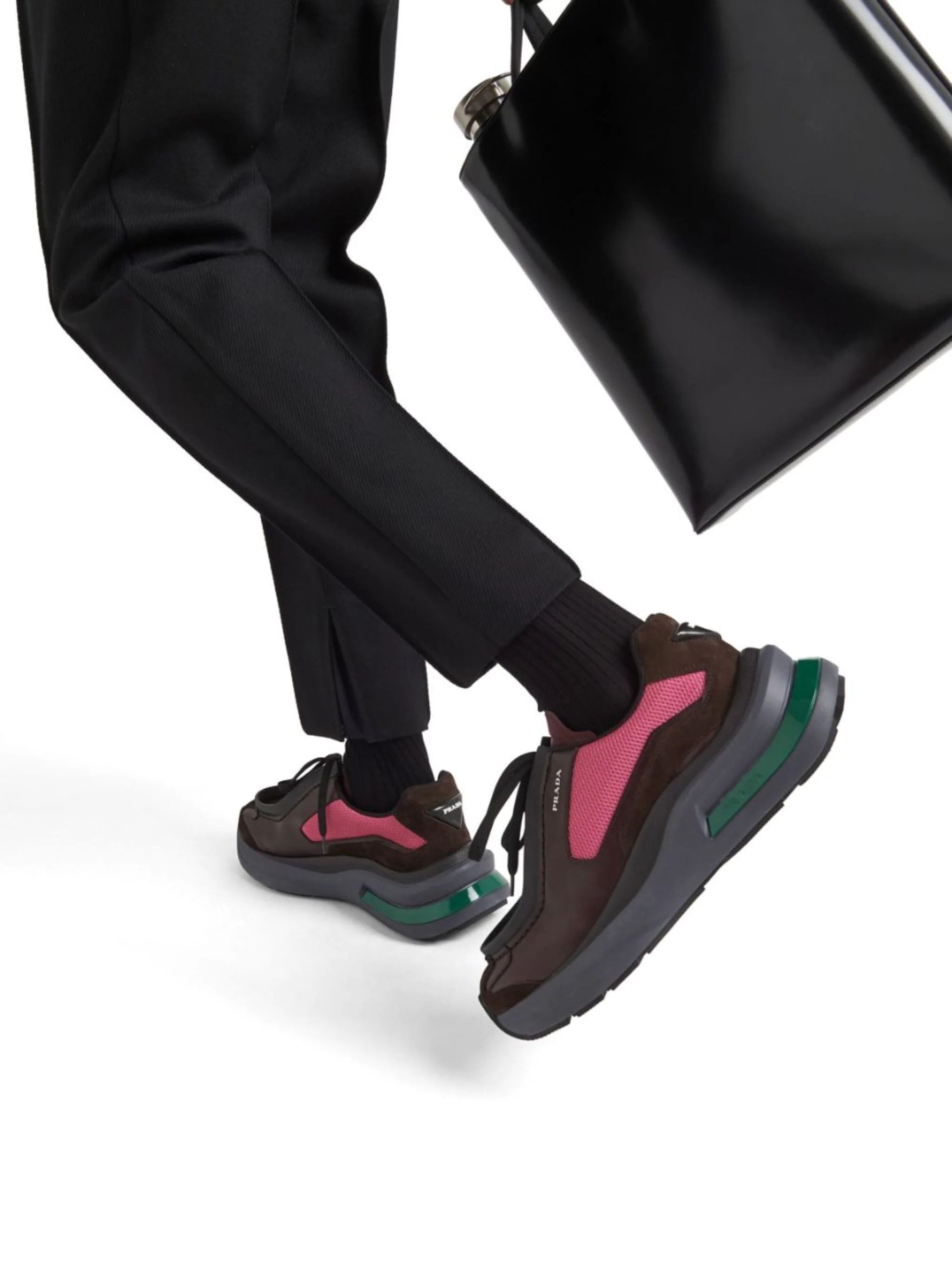 Prada o1mt1gz1024 Panelled Leather Chunky Sneakers in Multicolor Size US 10 / EU 43 - 6 Thumbnail