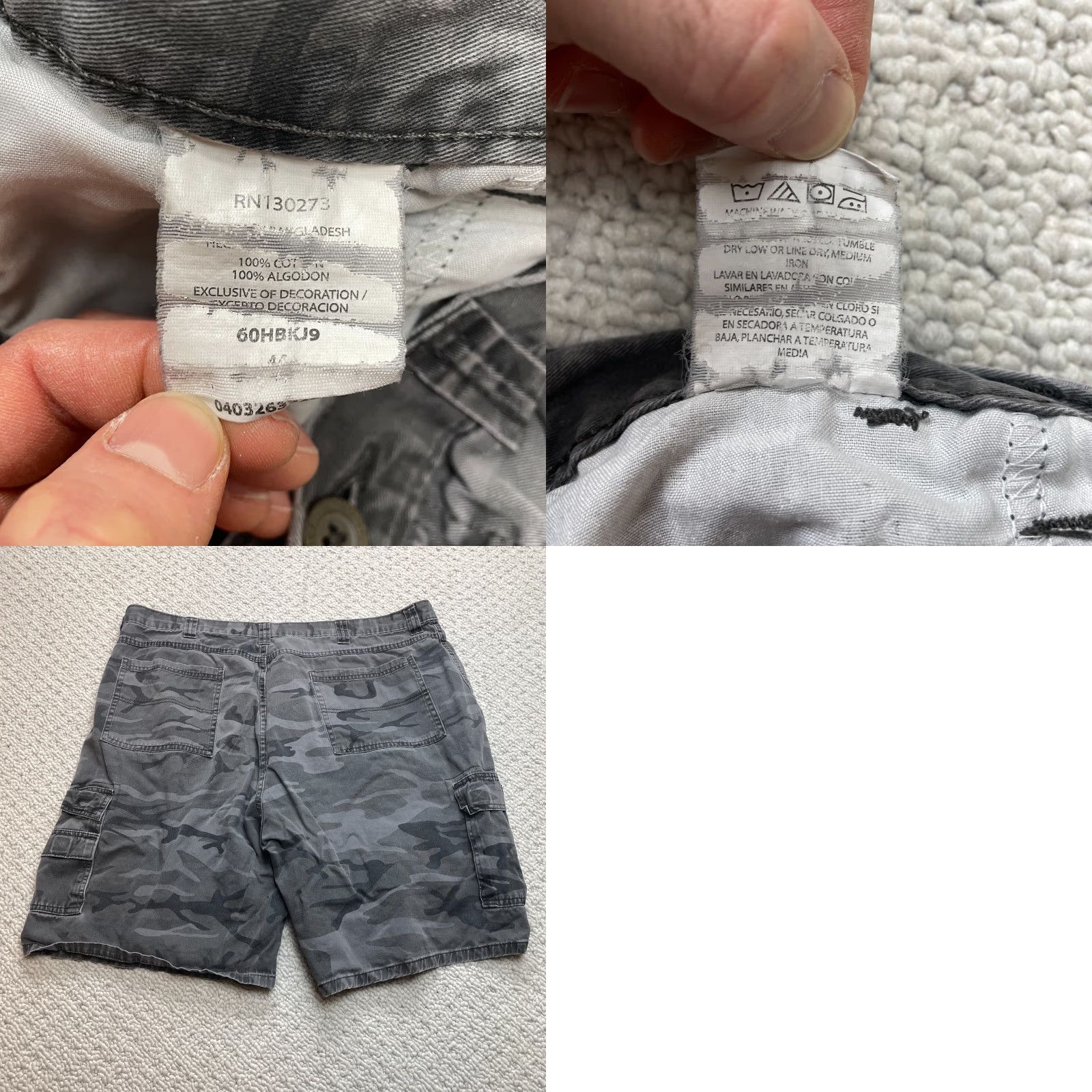 Wrangler Wrangler Cargo Shorts Mens 44 Gray Camo Camoflauge Pockets 9.5" Inseam Adult Size US 43 - 9 Thumbnail