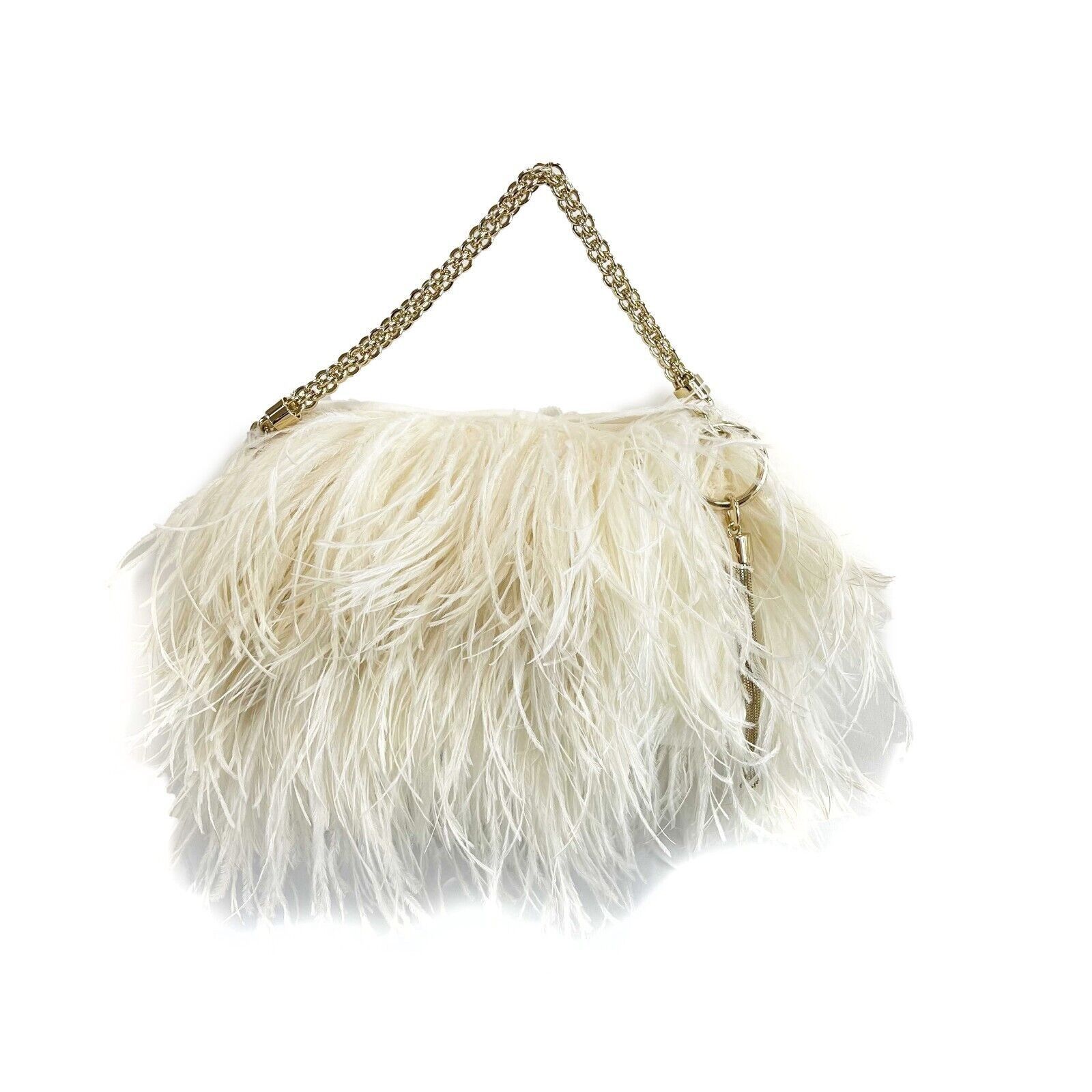 Jimmy Choo Jimmy Choo Ostrich Feather Callie Tasseled Clutch Cream ...