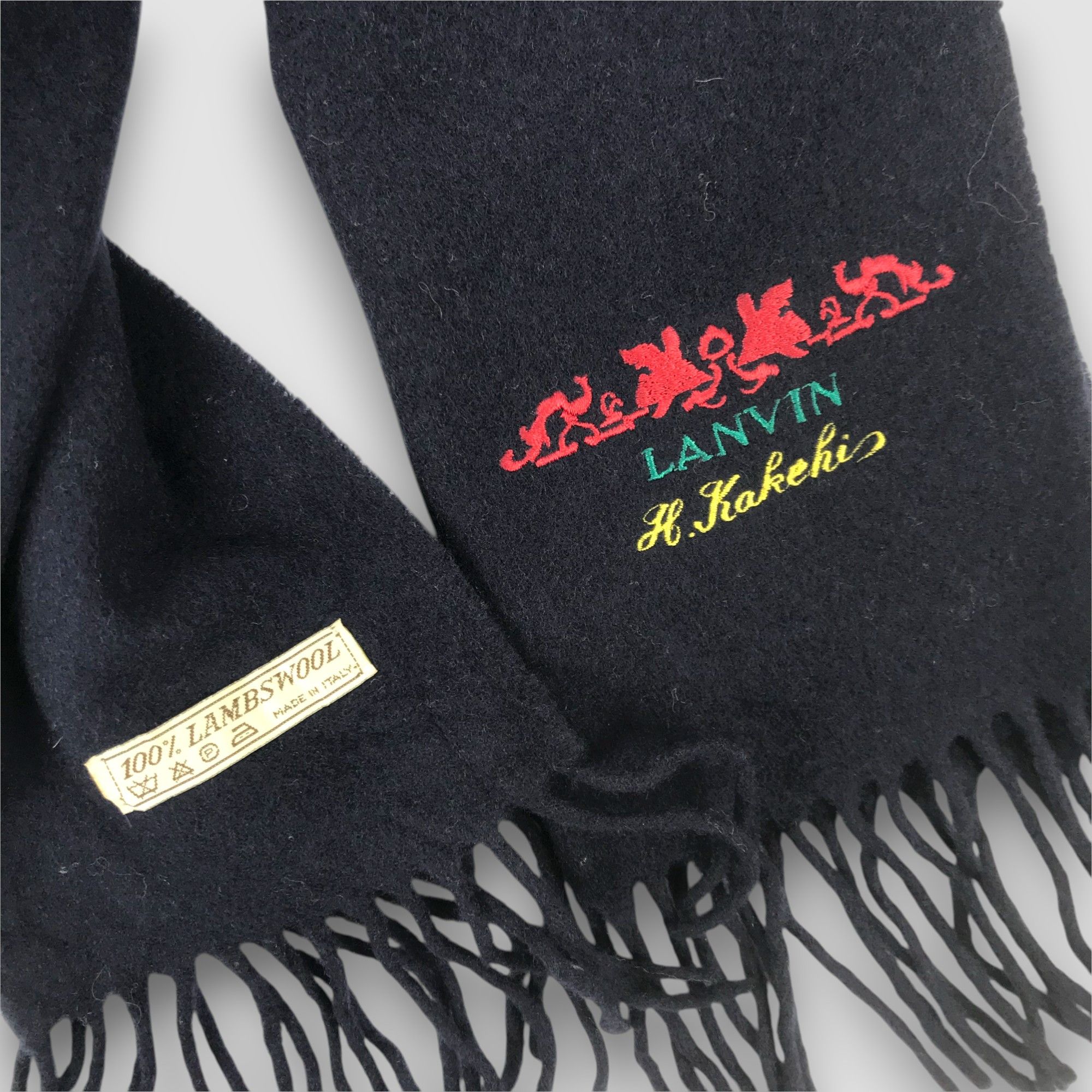 Lanvin Vintage Lanvin Scarf Muffler Wool Fringe Winter Scarves Size ONE SIZE - 3 Thumbnail