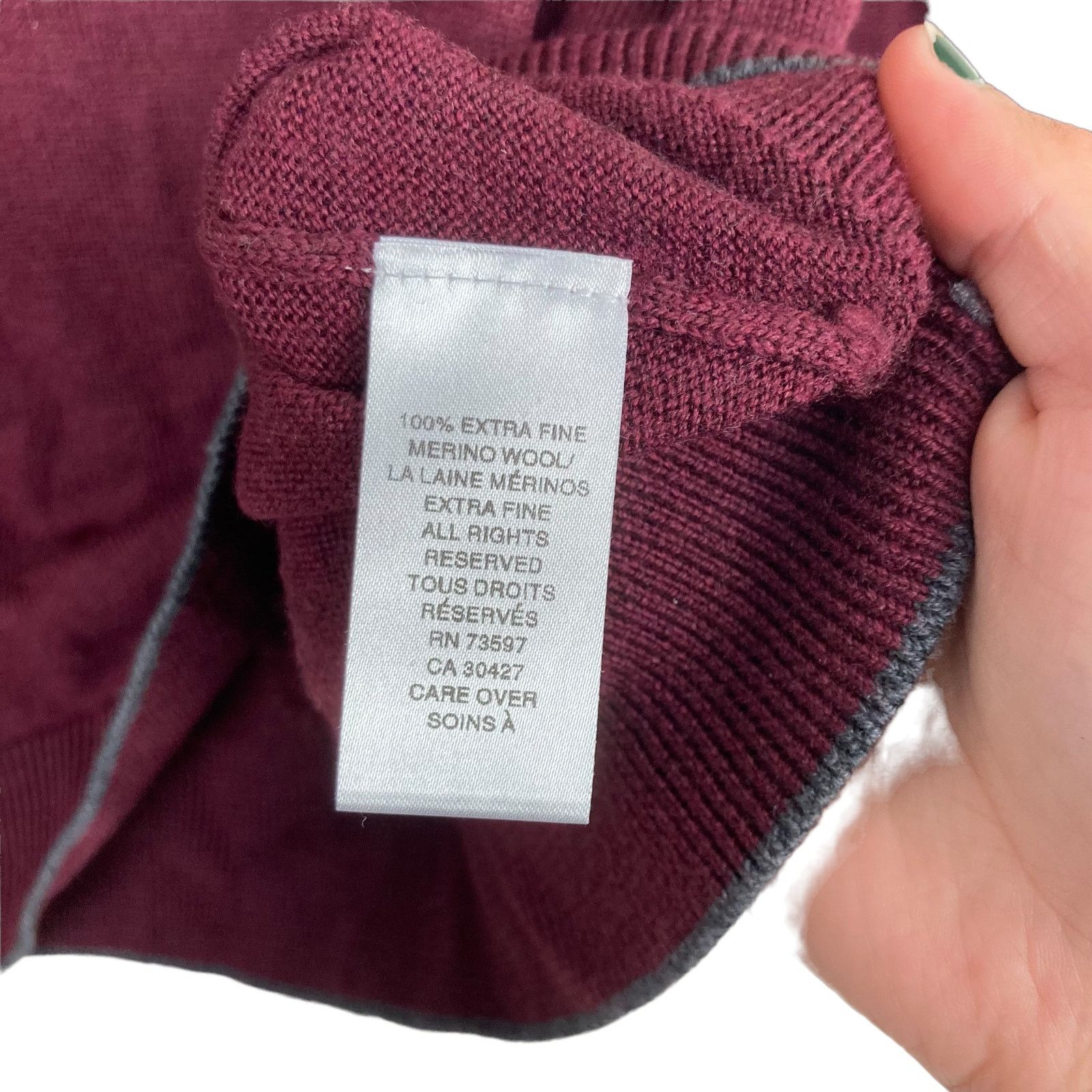 Raffi Raffi Maroon 100% Merino Wool Quarter Zip Sweater Sz L Size US L / EU 52-54 / 3 - 3 Thumbnail