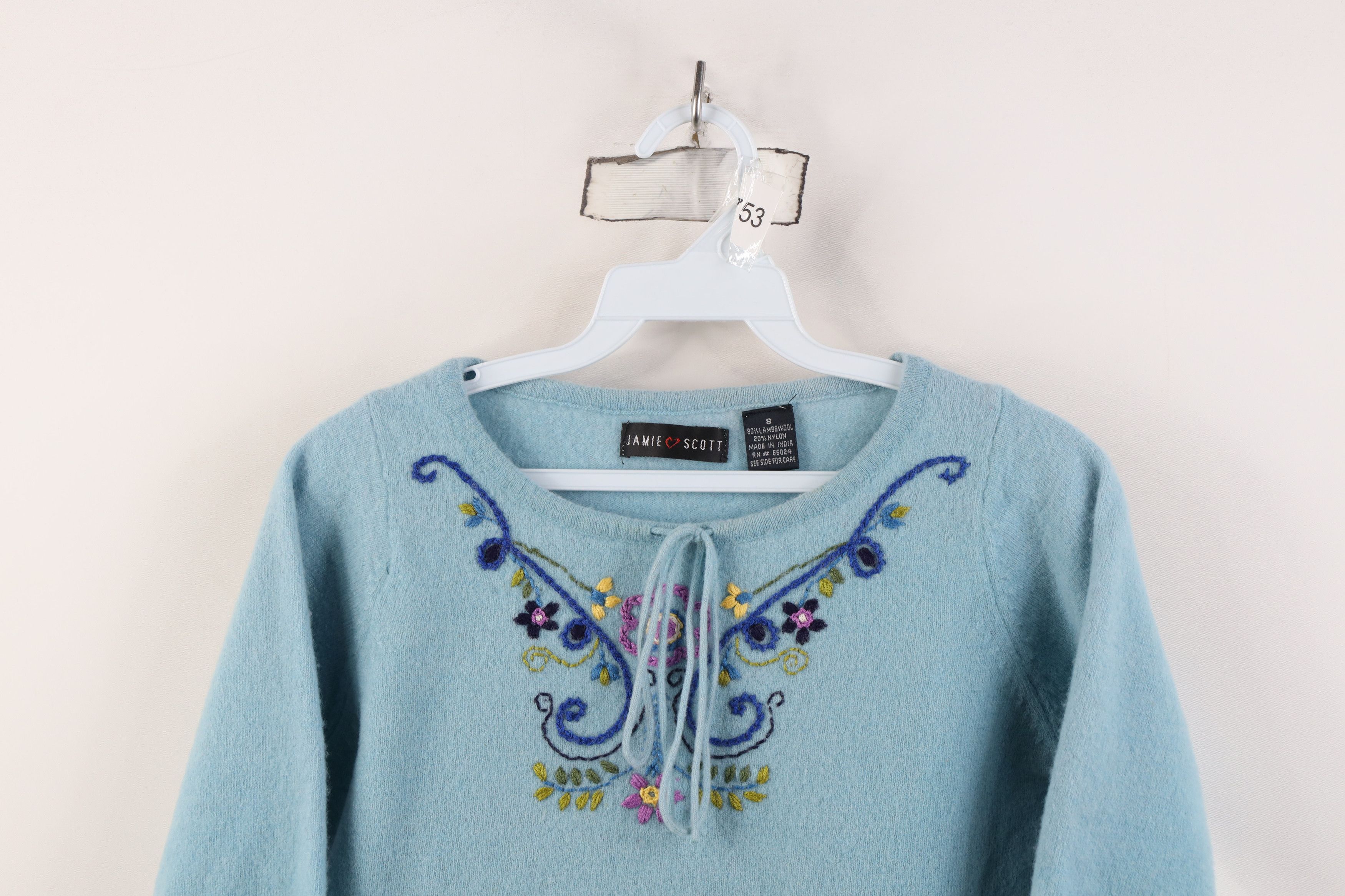 Vintage Vintage 90s Babydoll Flower Lambswool Cropped Sweater Size S / US 4 / IT 40 - 2 Thumbnail