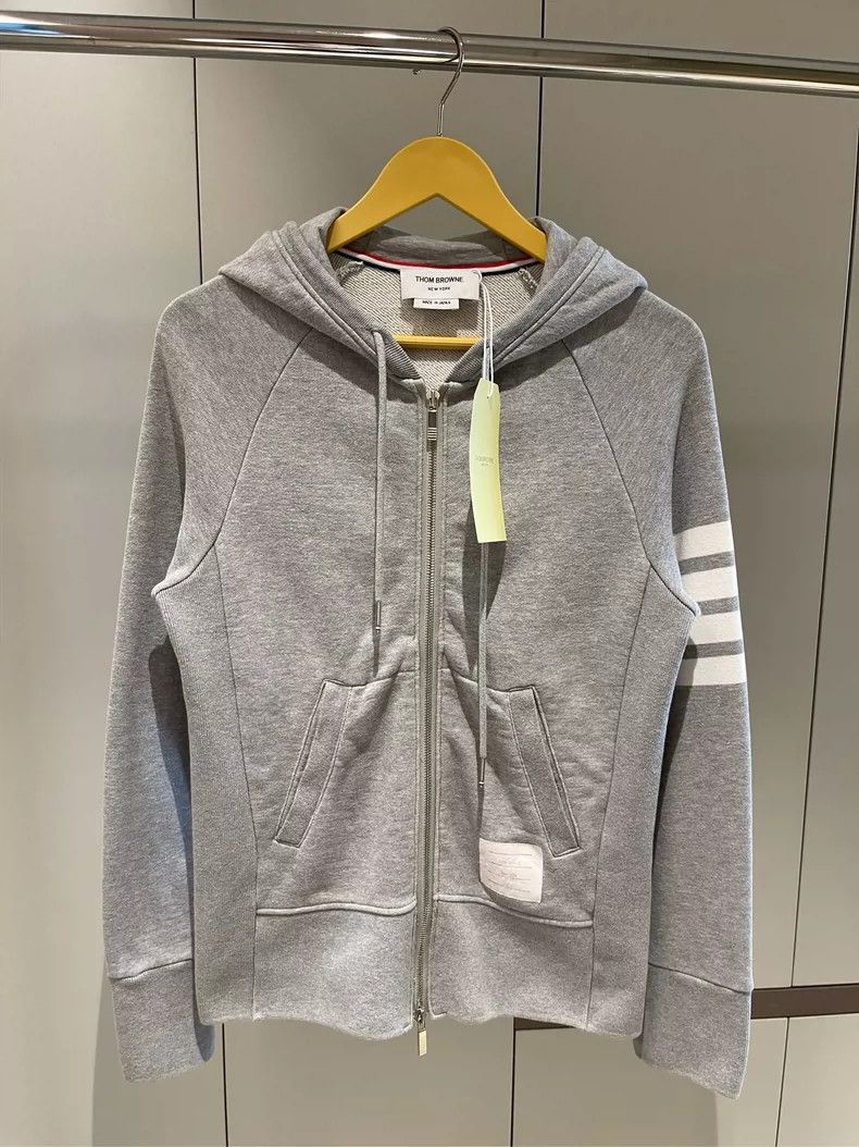 Japanese Brand Gray Zip-Up Hoodie with Striped Sleeves- dmc Size US M / EU 48-50 / 2 - 1 Thumbnail