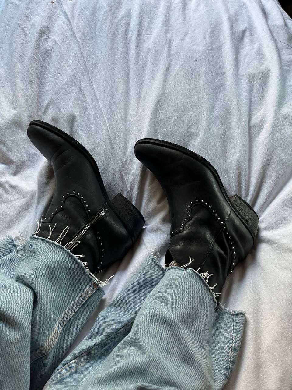 Vintage Marc Cain vintage black leather studded ankle boots Size US 10 / IT 40 - 1 Thumbnail