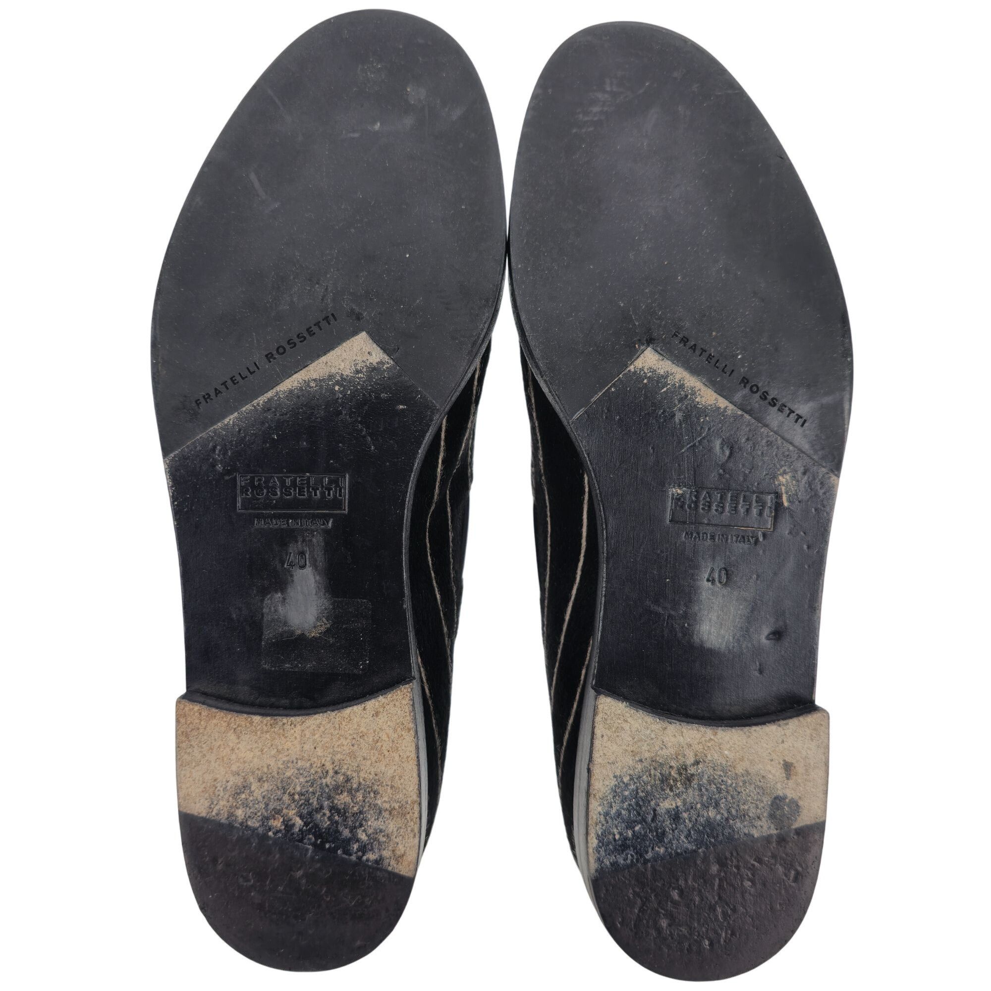 Fratelli Rosetti Italy Striped Black White Suede Loafers 7