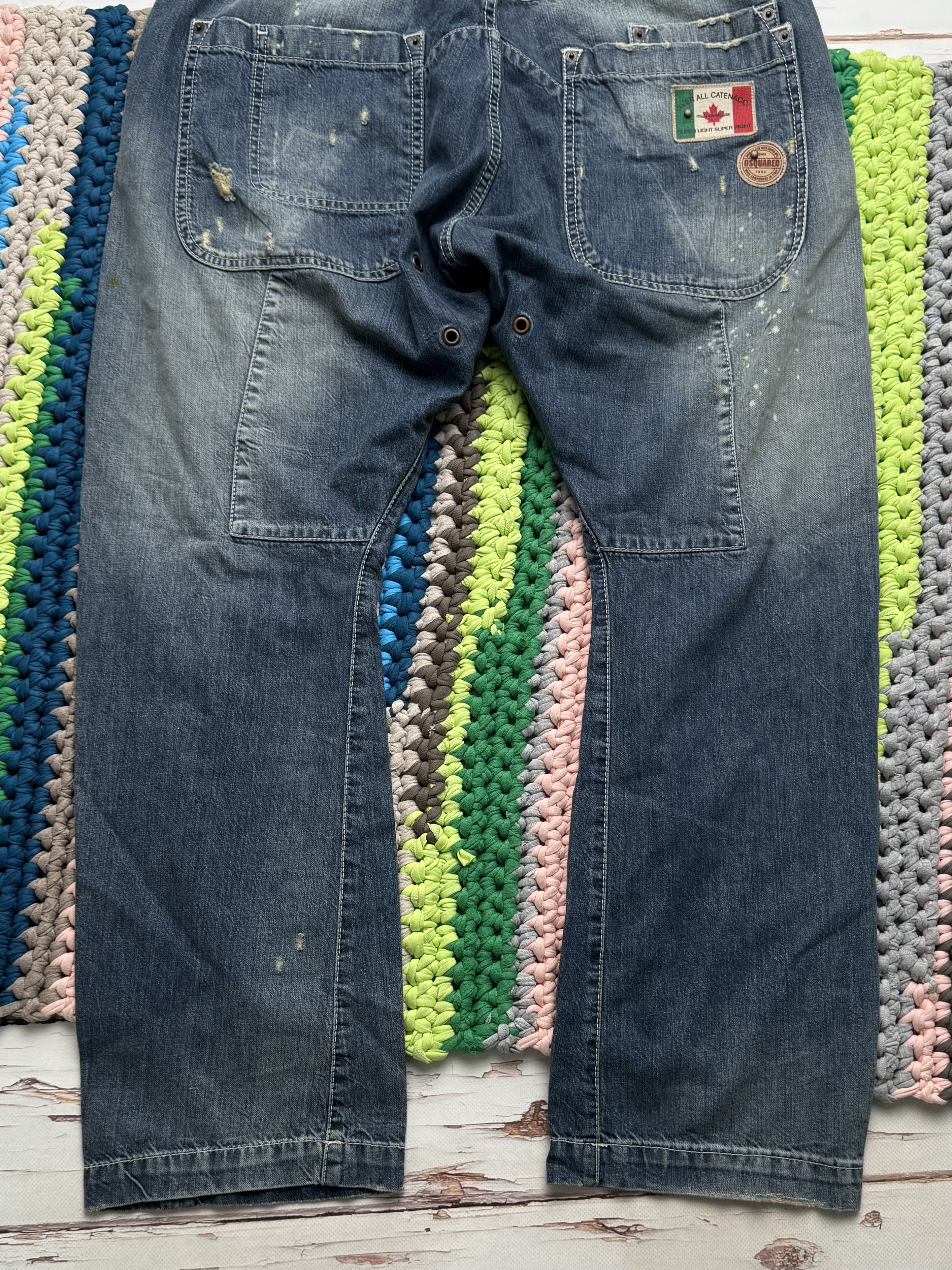 Dsquared2 Disquared2 Distressed Jeans Straight Leg Paint Splatter Y2K Size US 34 / EU 50 - 17 Thumbnail