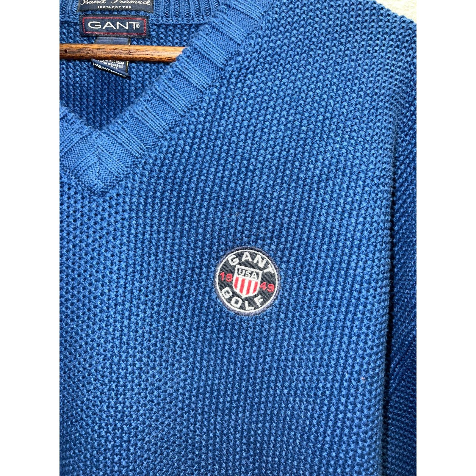 Gant Vintage Gant Golf Sweater Hand Framed Golfing Blue 90s Large Size US L / EU 52-54 / 3 - 3 Thumbnail