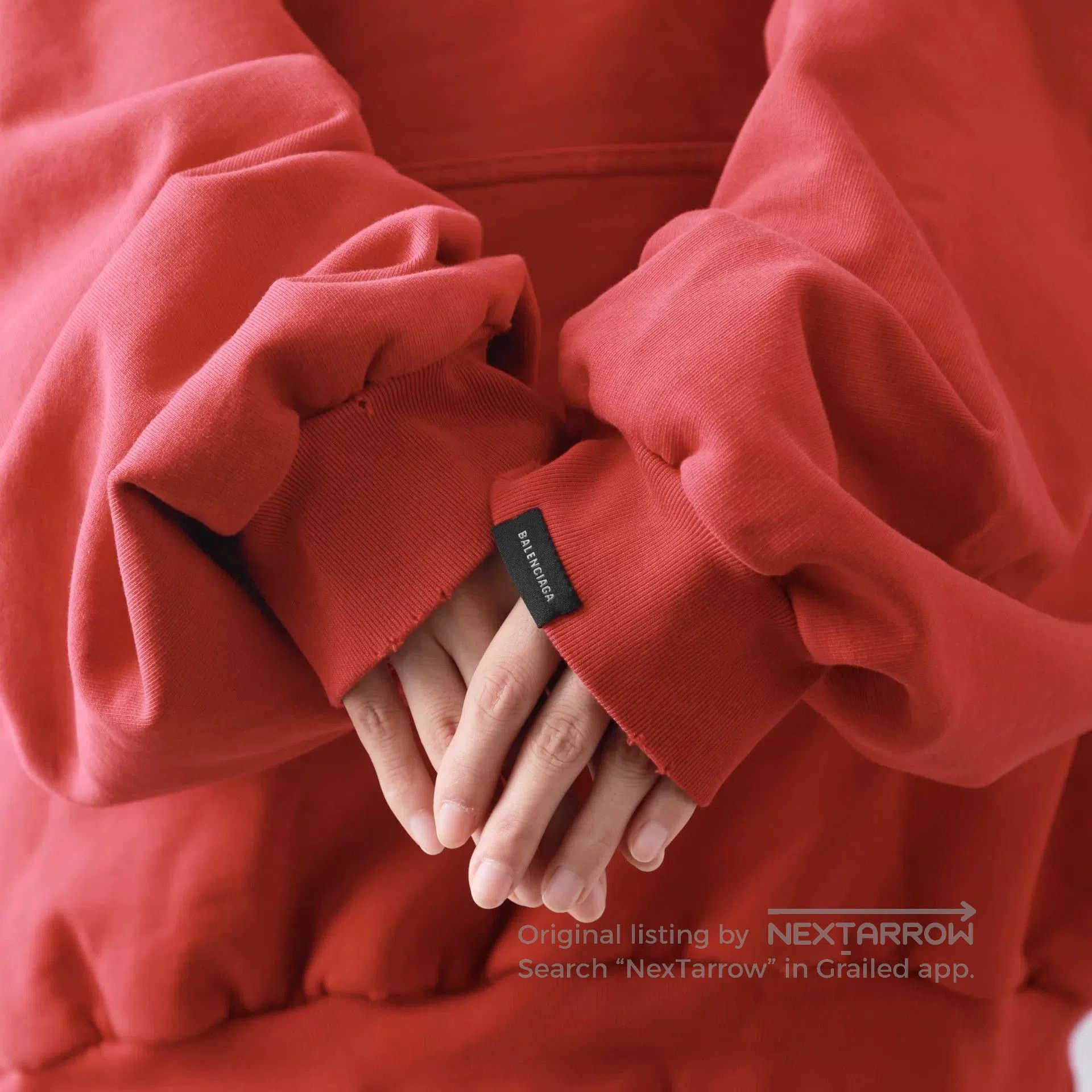 Balenciaga Balenciaga Red Letter Print Hooded Sweatshirt. Size US L / EU 52-54 / 3 - 4 Thumbnail