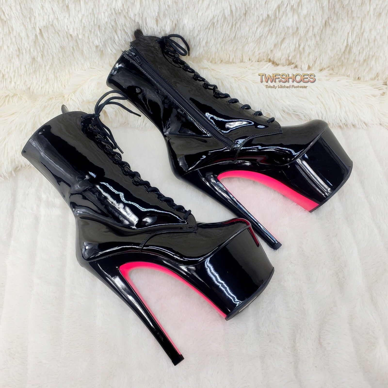 Other XTREME 1020TT Black Patent UV Neon Pink Platform Ankle BootS Size US 11 / IT 41 - 1 Thumbnail