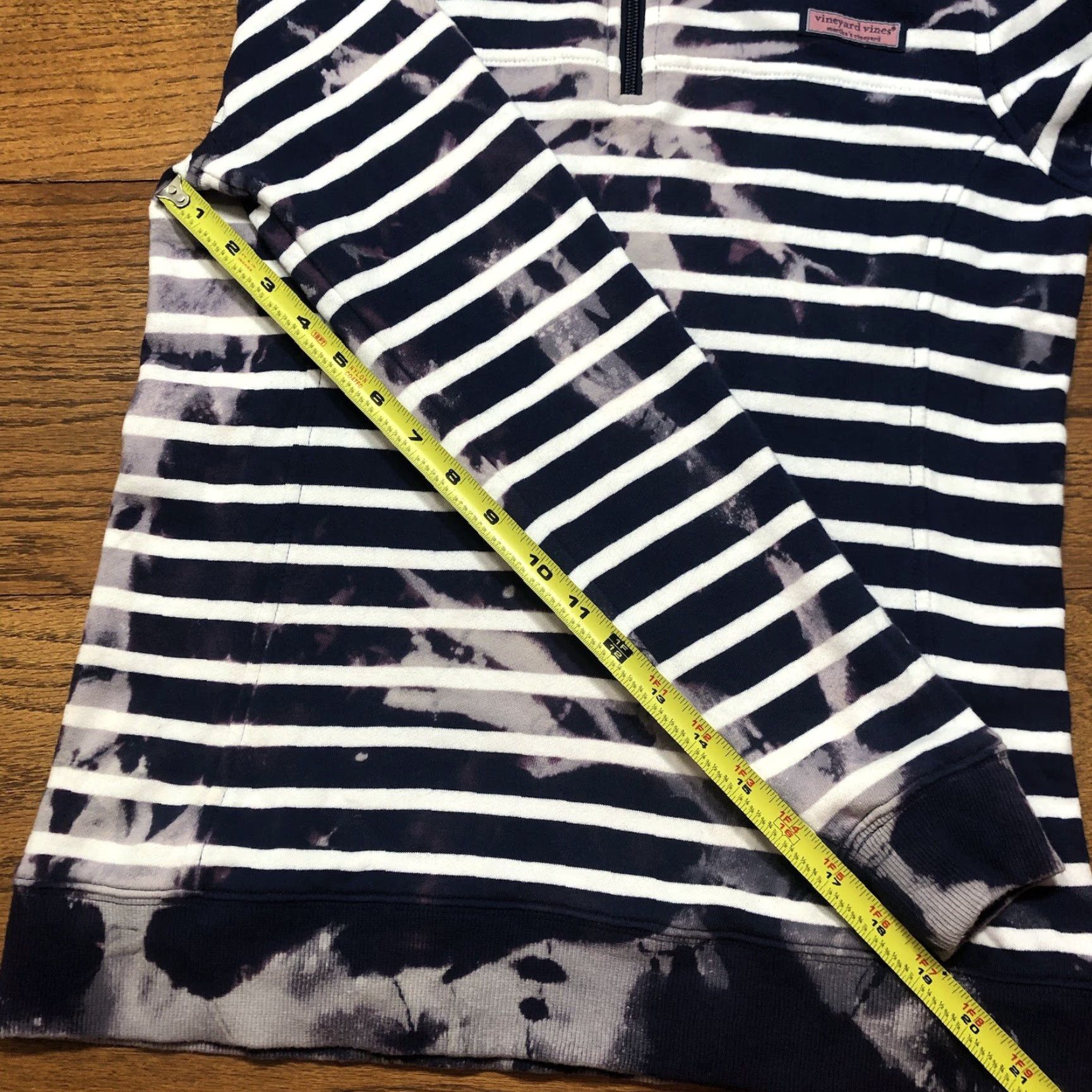 Vineyard Vines Vineyard Vines Womens 1/4 Zip L/S XS Striped Tie Dye Acid Wash Sweatshirt Blue Size XS / US 0-2 / IT 36-38 - 8 Thumbnail