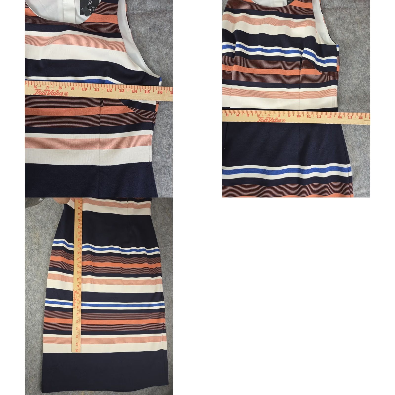 Adrianna Papell Adrianna Papell Womens Dress Shirt Dress Regular Size 6 Multicolor Striped Crew Neck Short Sleeve Knee Length Lightweight Knit Cotton White Womens Size M / US 6-8 / IT 42-44 - 8 Thumbnail