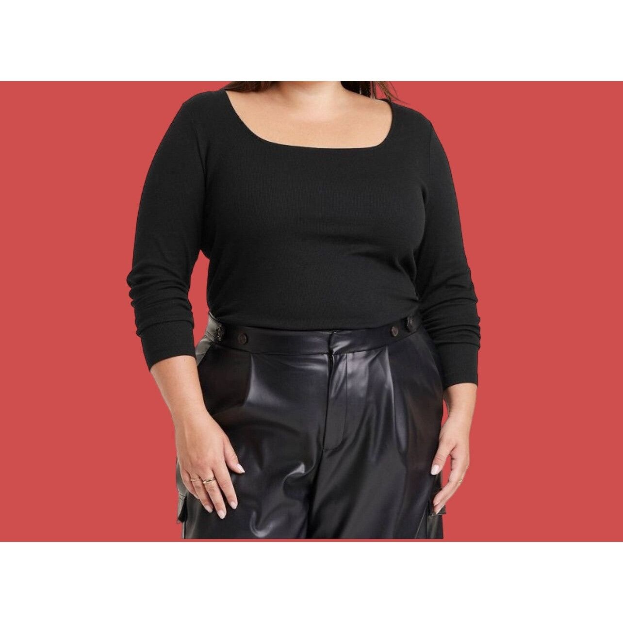 Other A New Day - Women's Long Sleeve Slim Fit T-Shirt - Black - X Size XXL / US 16-18 / IT 52-54 - 1 Thumbnail