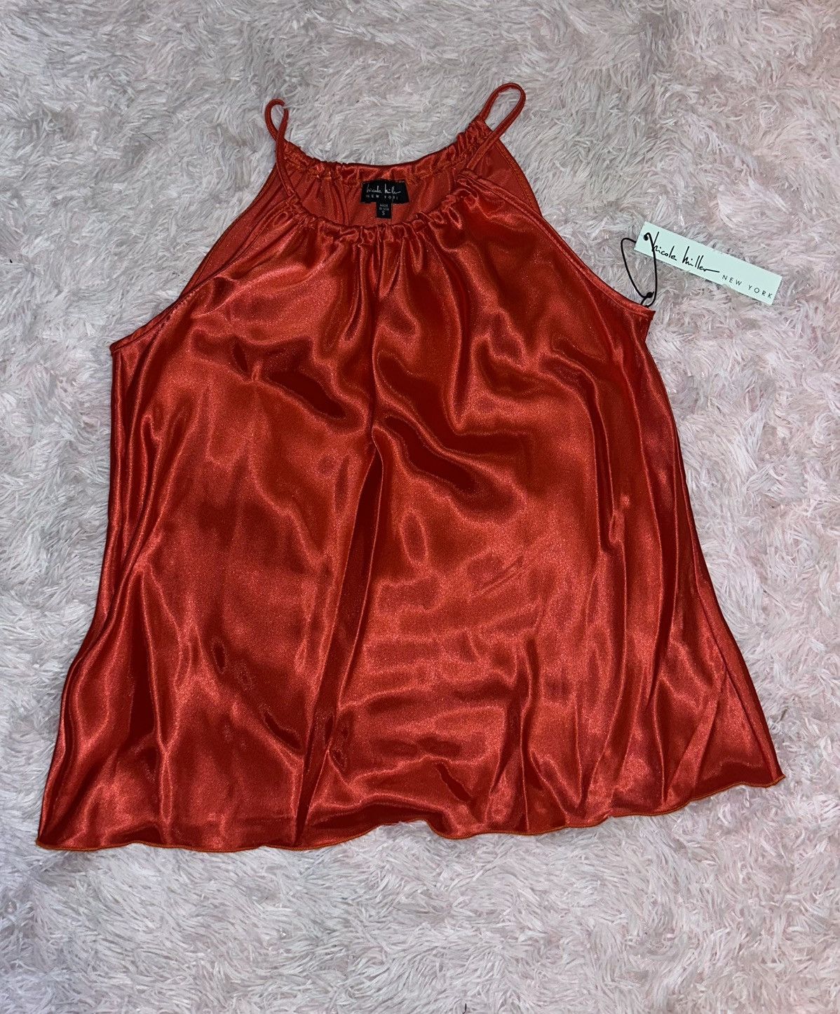 Nicole Miller NWT Nicole Miller New York Soft Red Satin Womens Tank Top XS Size XS / US 0-2 / IT 36-38 - 1 Thumbnail