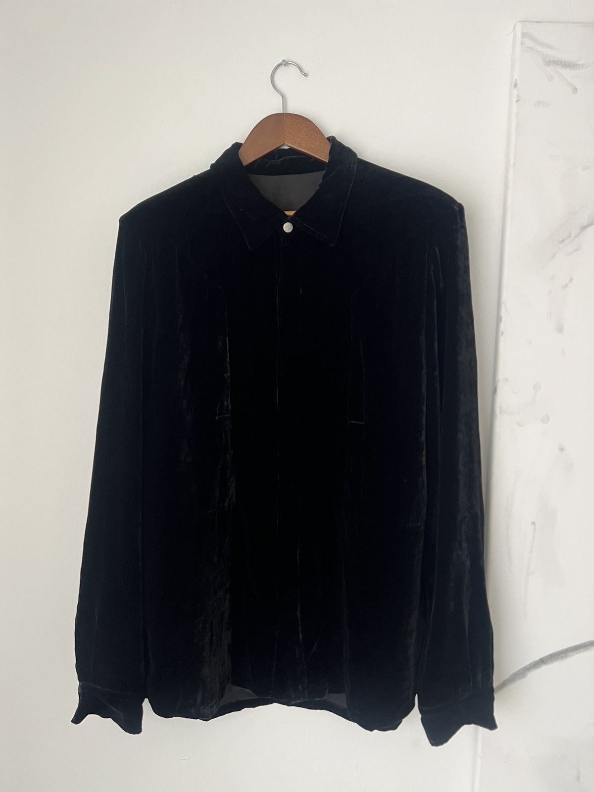 Rick Owens RICK OWENS LUXOR BLACK VELVET BUTTON UP Size US L / EU 52-54 / 3 - 1 Thumbnail