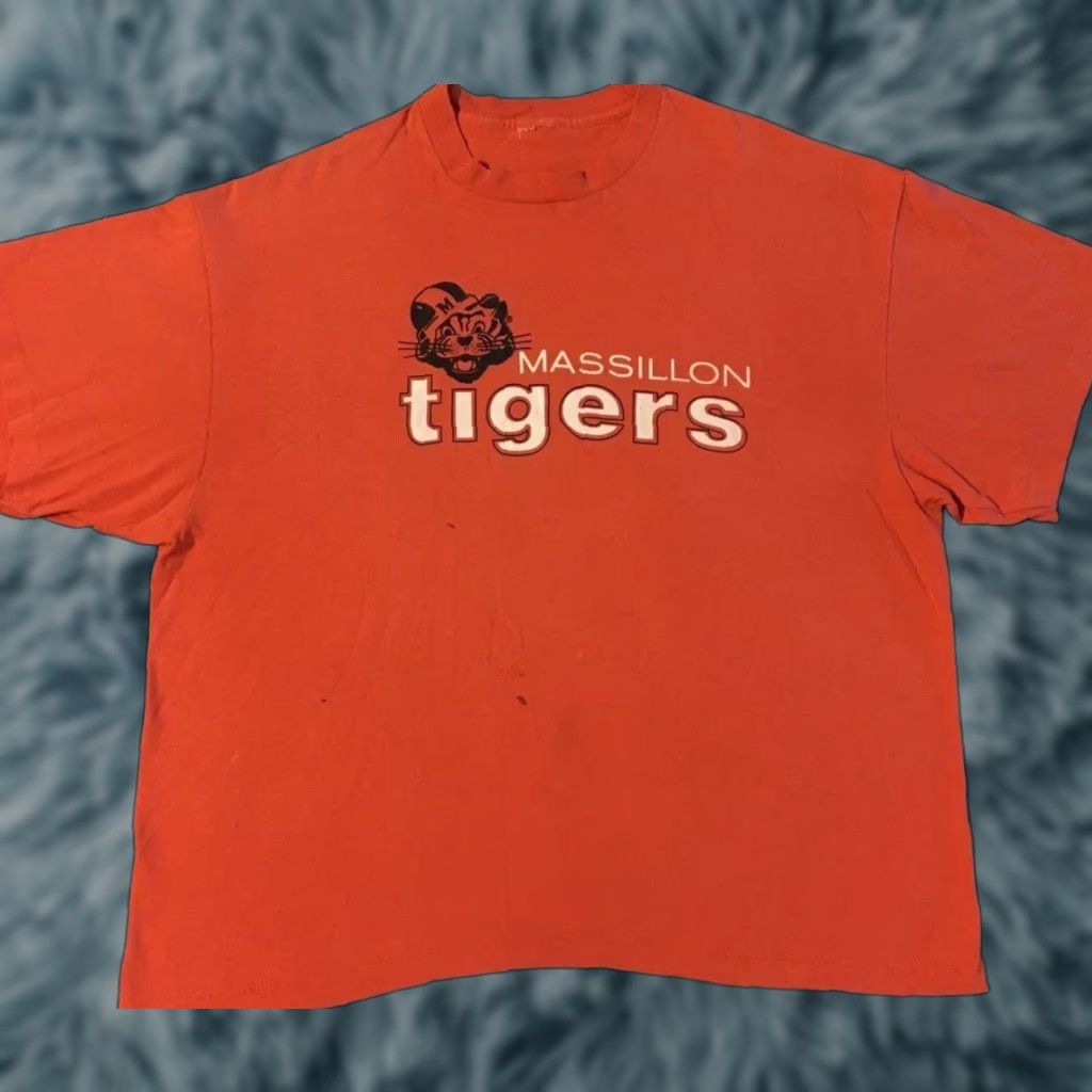 Vintage VINTAGE Massillon Tigers Shirt XXL Orange 90s Distressed PE Grunge 80s/90s College Sports USA Mens Size US XXL / EU 58 / 5 - 1 Thumbnail