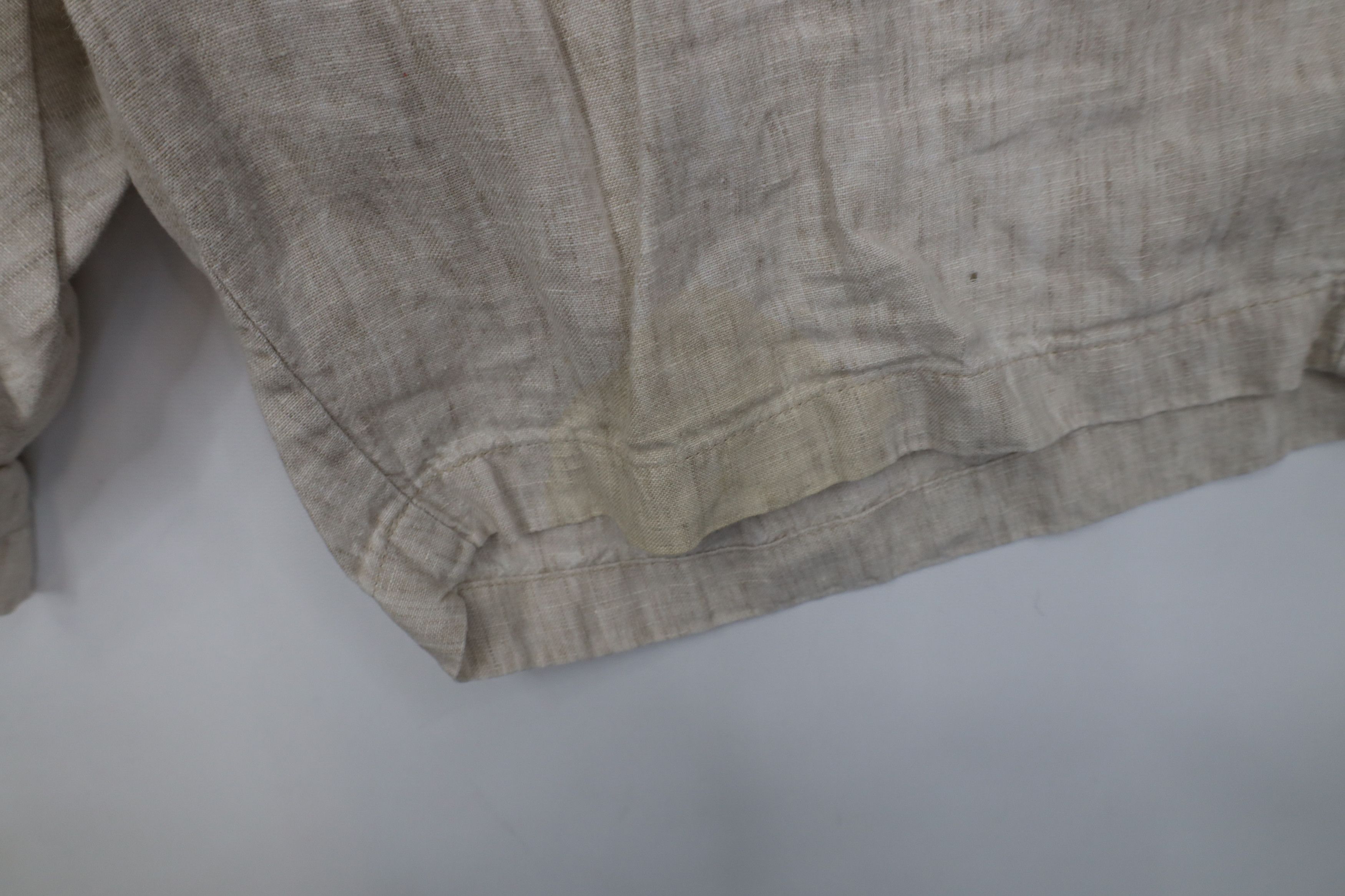 Vintage Vintage 90s Streetwear Linen Cargo Shorts Oatmeal Brown Size US 34 / EU 50 - 6 Thumbnail