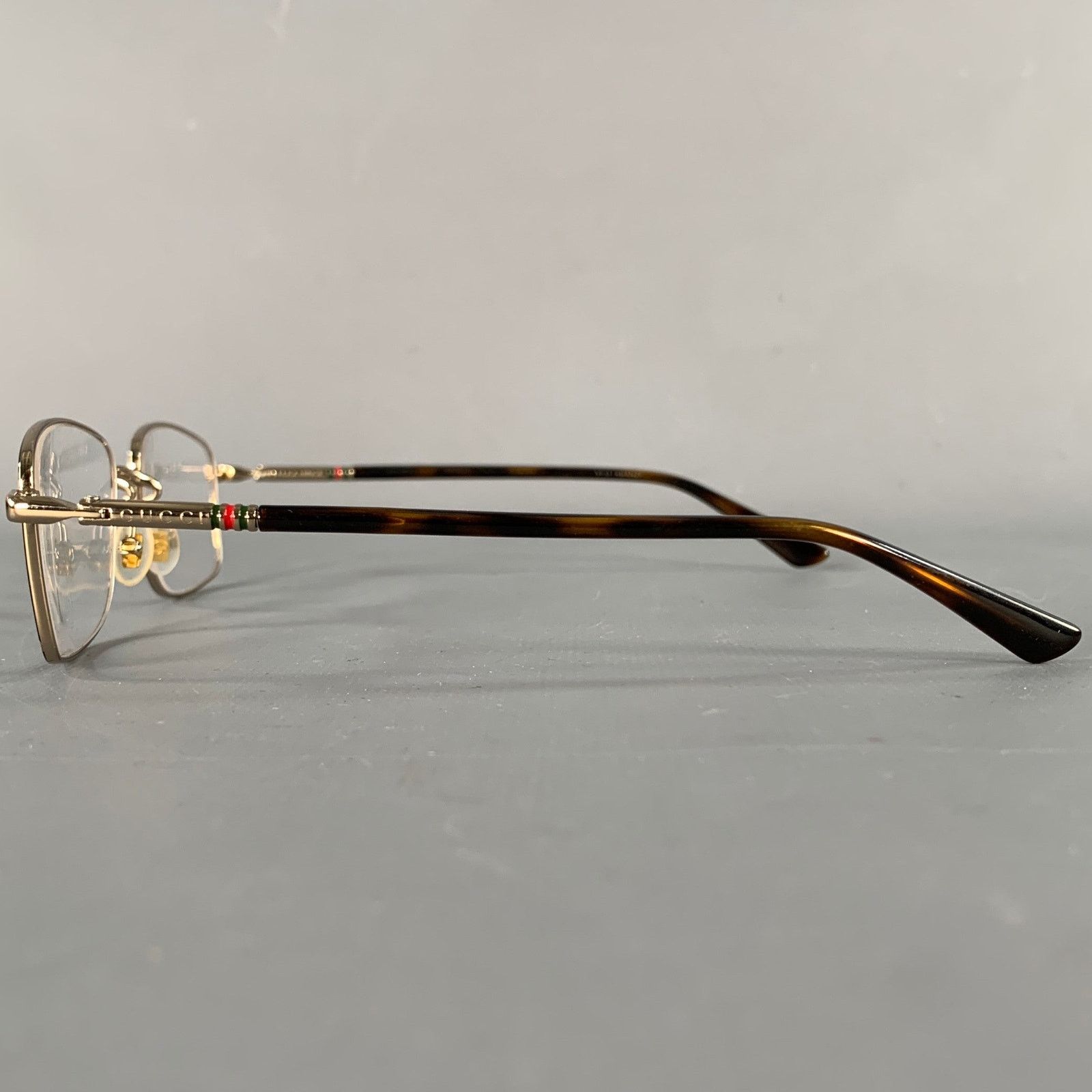 Gucci GUCCI Gold Tortoise Shell Metal Eyeglasses Frames Size ONE SIZE - 5 Thumbnail