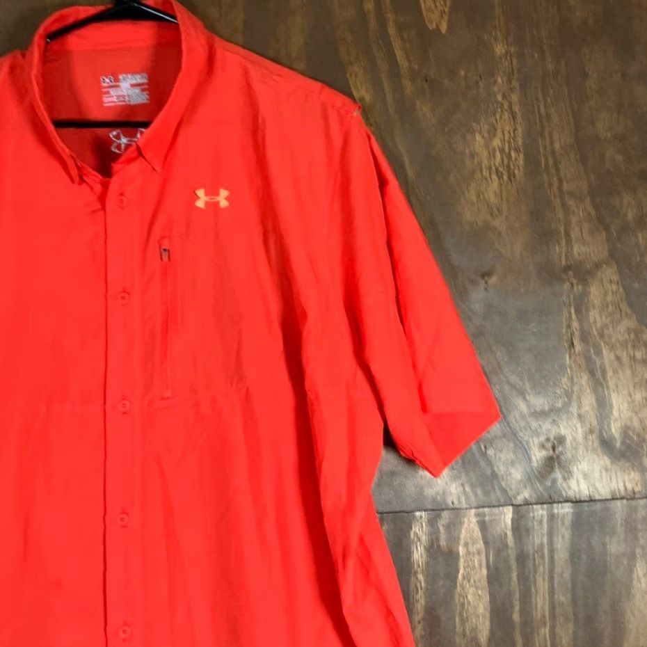 Under Armour Under Armour Mens Shirt Polo Orange 2X Heatgear Breathable Activewear Short Sleeve Polo Shirt Mens 2X Orange Under Armour Size US XXL / EU 58 / 5 - 5 Thumbnail