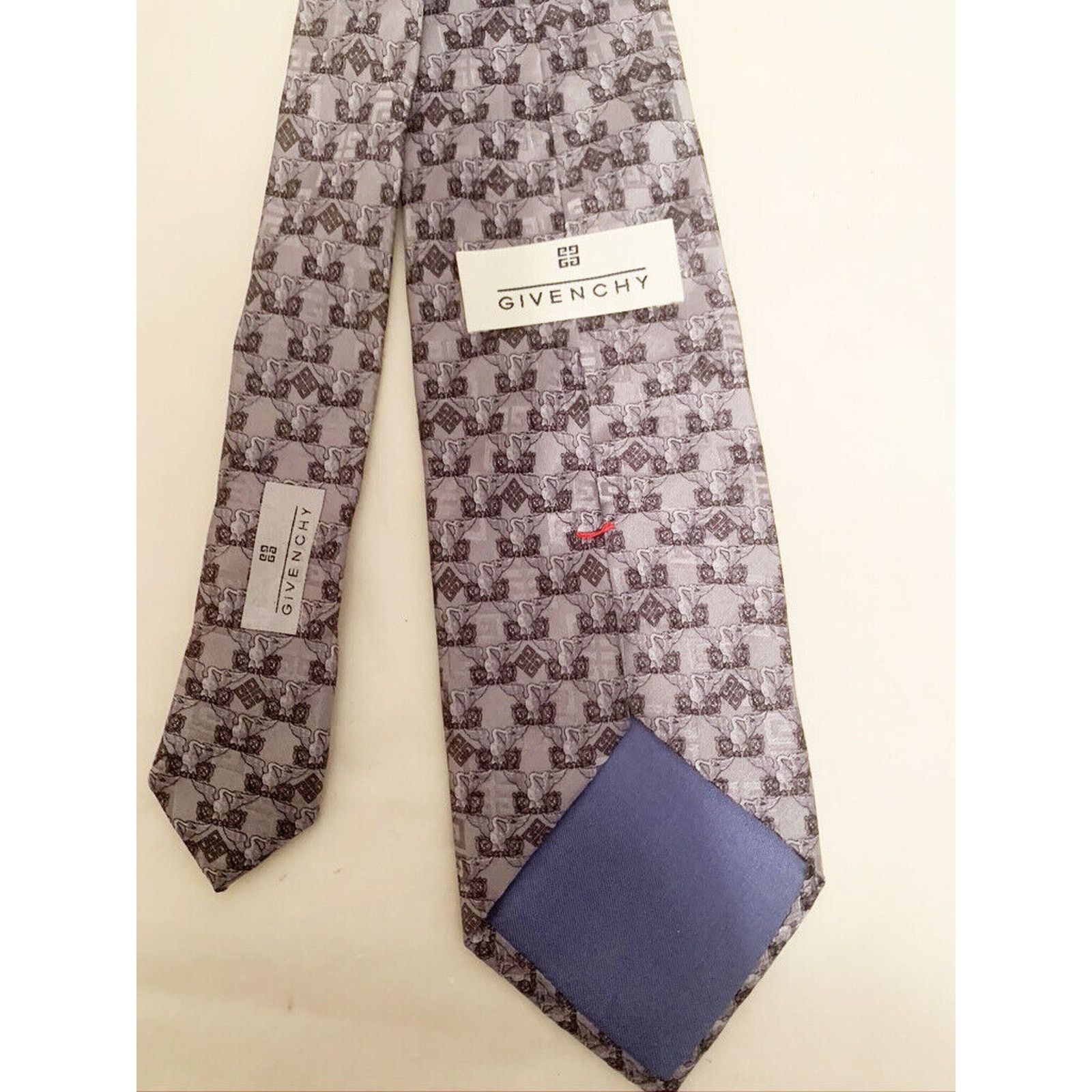 Givenchy Givenchy 100% Silk tie Blue/Gray and black Pattern Swan Size ONE SIZE - 2 Thumbnail