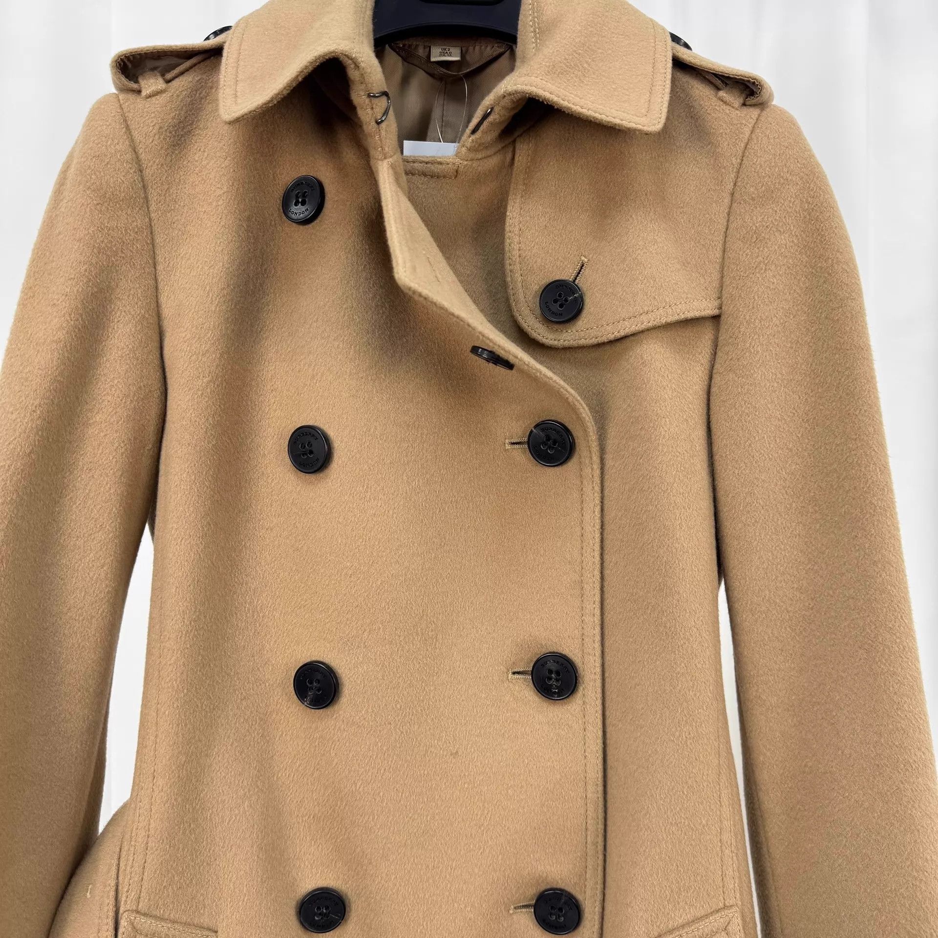 Burberry Burberry Camel Wool Double-Breasted Coat UK2 98New Size XXS / US 00 / IT 34 - 3 Thumbnail